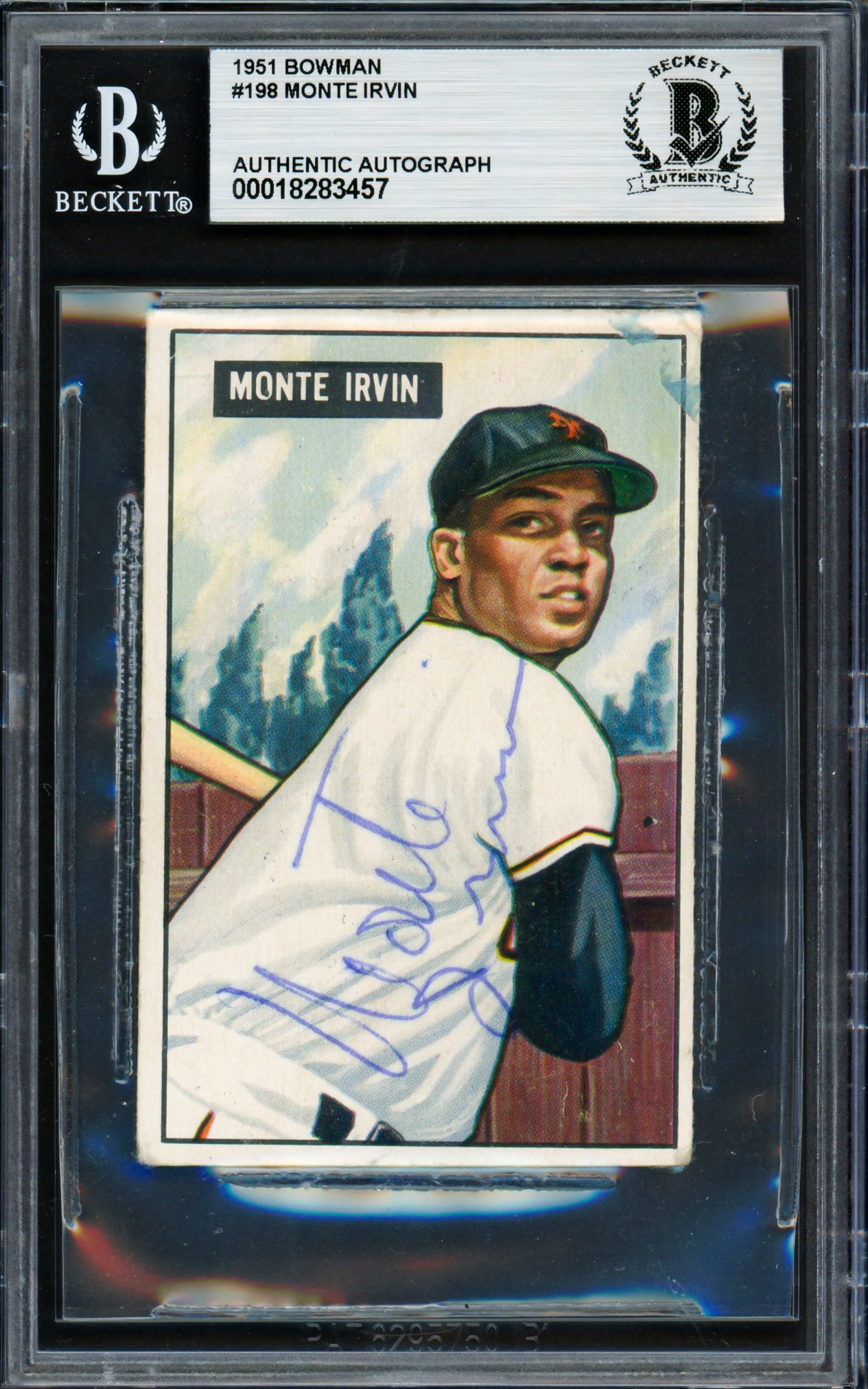 Monte Irvin Autographed 1951 Bowman Rookie Card #198 New York Giants Beckett BAS #18283457