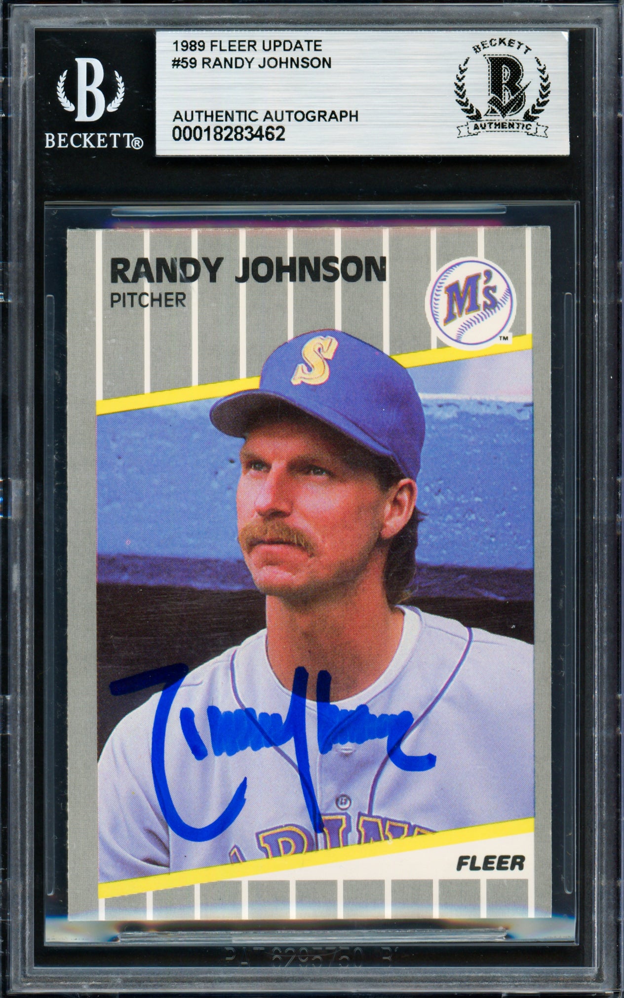 Randy Johnson Autographed 1989 Fleer Update Rookie Card #U-59 Seattle Mariners Beckett BAS #18283462