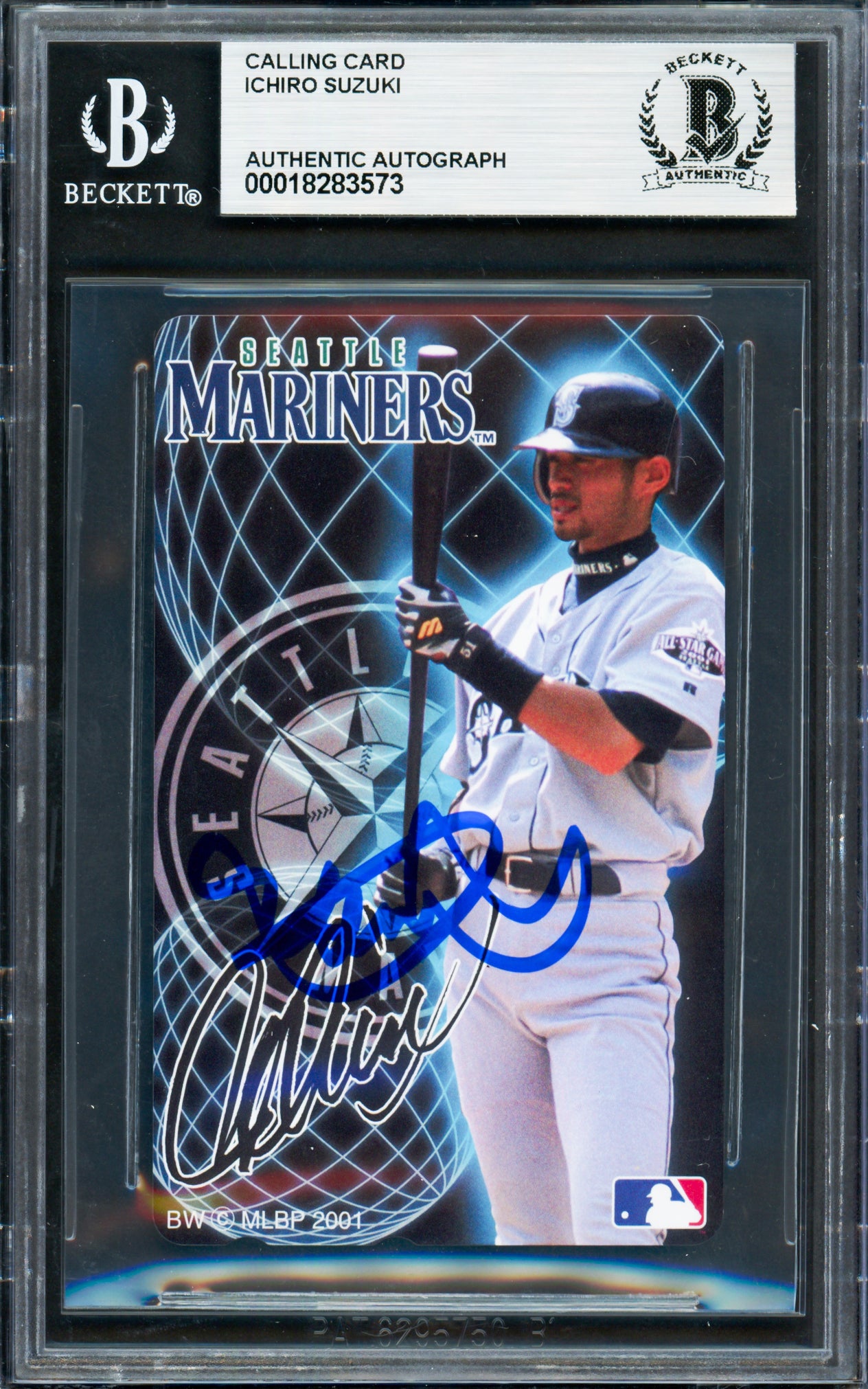 Ichiro Suzuki Autographed 2001 Teleca NTT Rookie Phone Card Seattle Mariners Beckett BAS #18283573