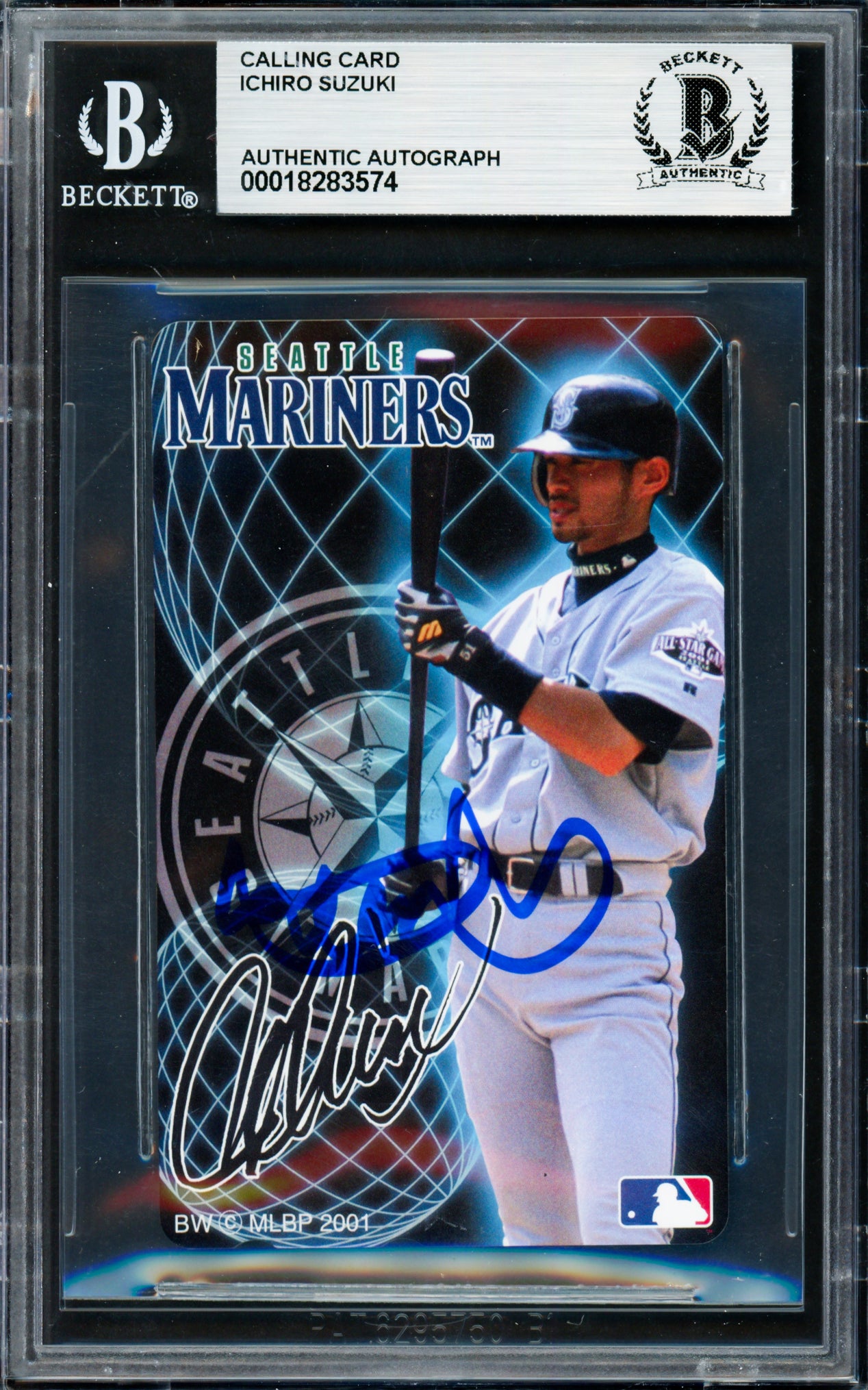 Ichiro Suzuki Autographed 2001 Teleca NTT Rookie Phone Card Seattle Mariners Beckett BAS #18283574