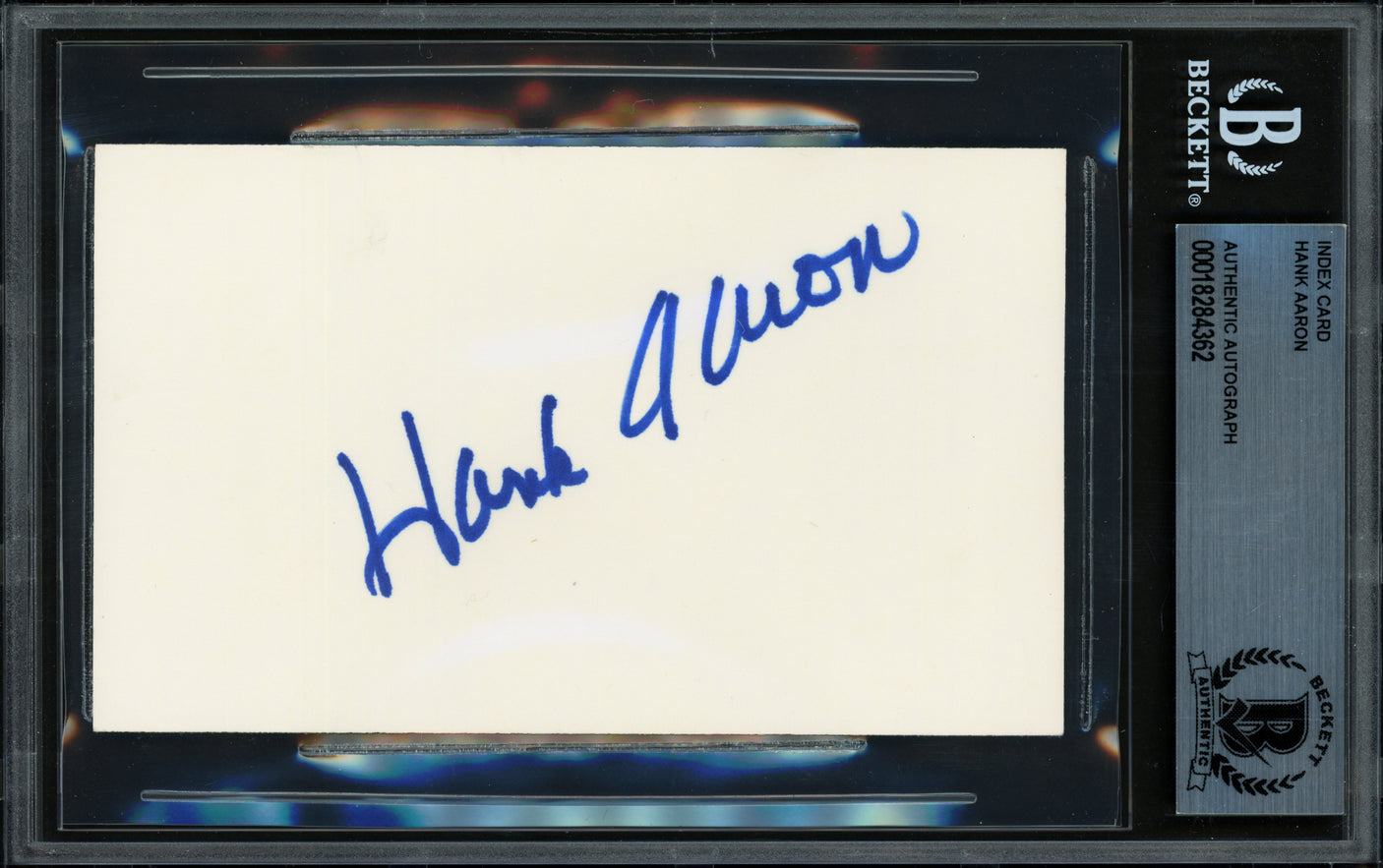 Hank Aaron Autographed 3x5 Index Card Atlanta Braves Beckett BAS #18284362