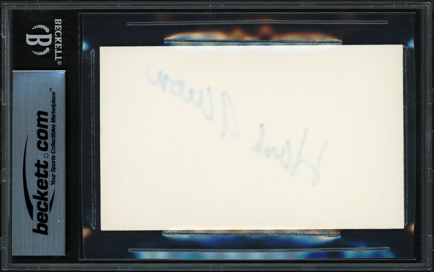 Hank Aaron Autographed 3x5 Index Card Atlanta Braves Beckett BAS #18284362