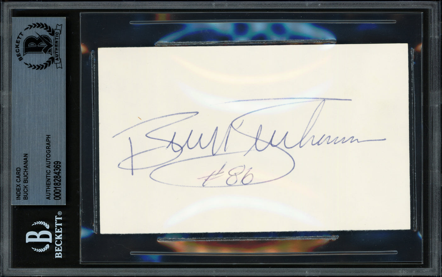 Buck Buchanan Autographed 3x5 Index Card Kansas City Chiefs Beckett BAS #18284369