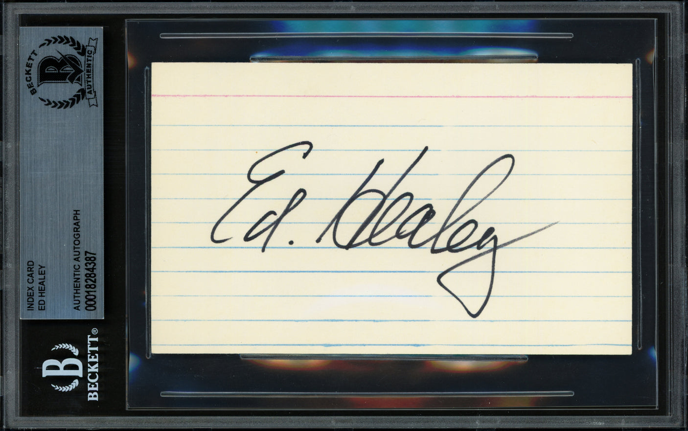 Ed Healey Autographed 3x5 Index Card Chicago Bears Beckett BAS #18284387