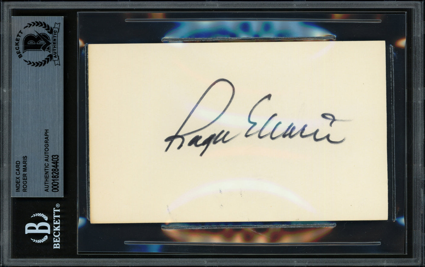 Roger Maris Autographed 3x5 Index Card New York Yankees Beckett BAS #18284403