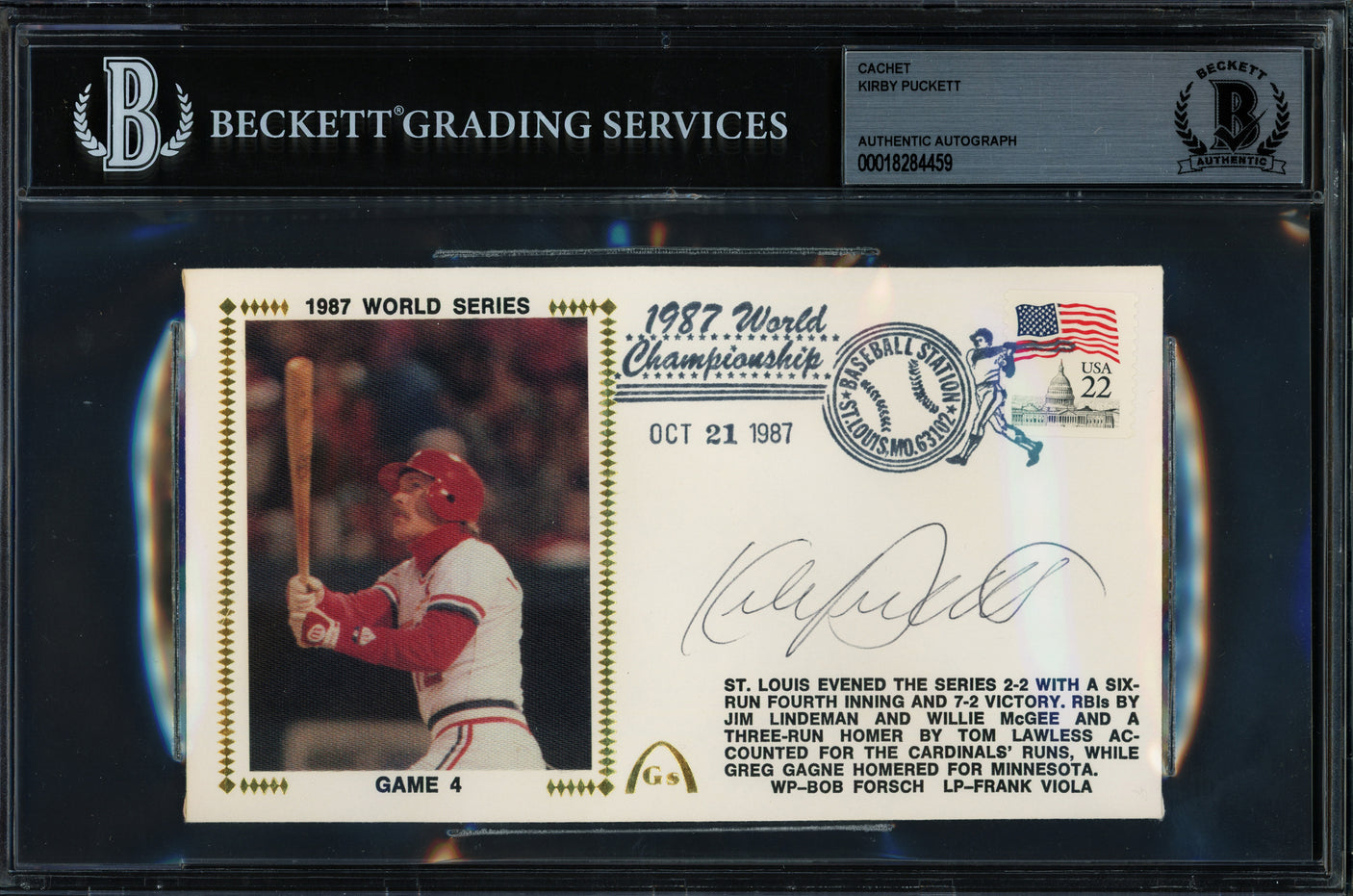 Kirby Puckett Autographed 1987 First Day Cover Minnesota Twins Beckett BAS #18284459