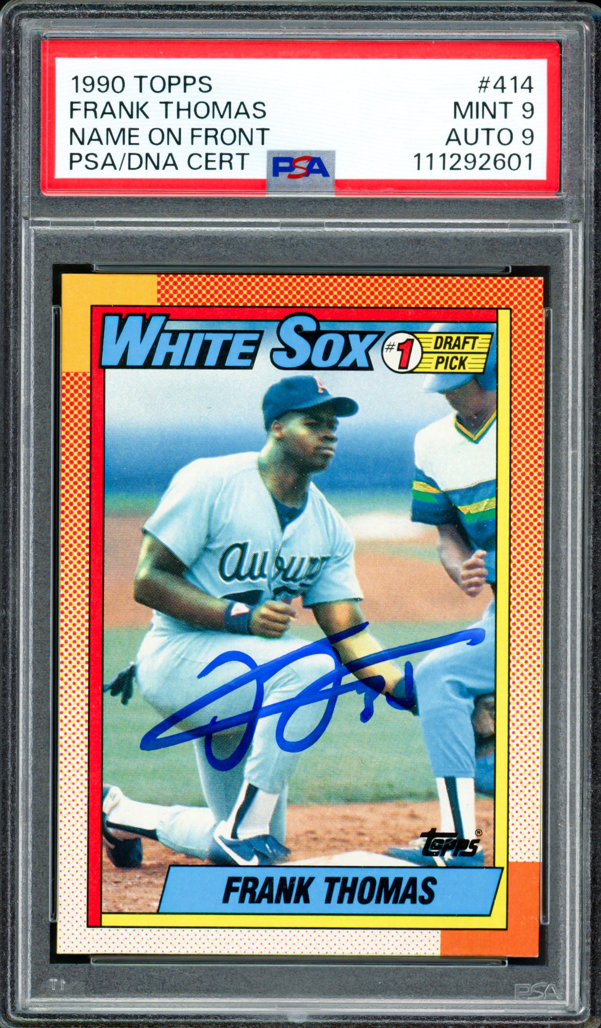 Frank Thomas Autographed 1990 Topps Rookie Card #414 Chicago White Sox PSA 9 Auto Grade Mint 9 PSA/DNA #111292601