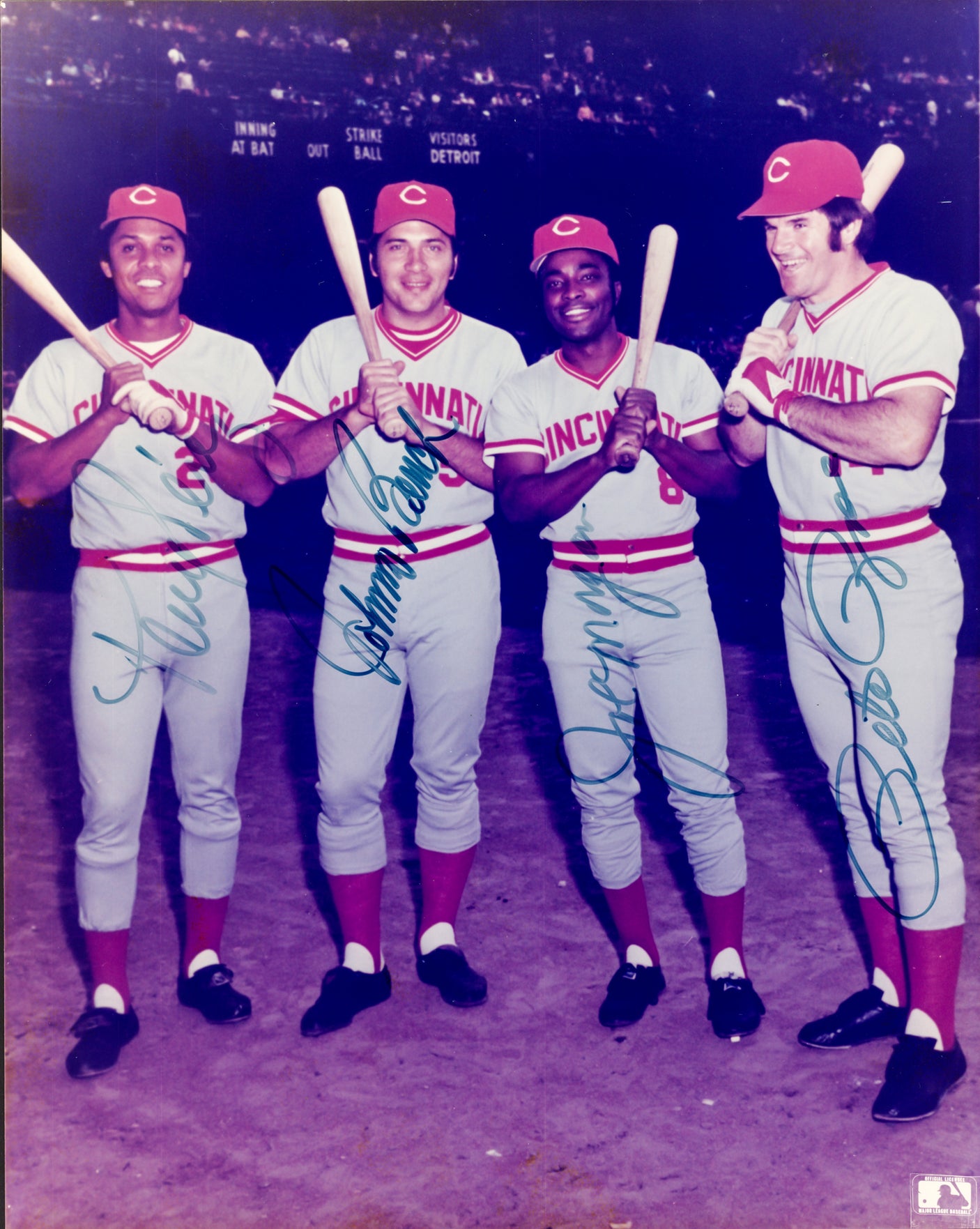 Big Red Machine Autographed 8x10 Photo With 4 Signatures Including Johnny Bench & Pete Rose PSA/DNA #S07565