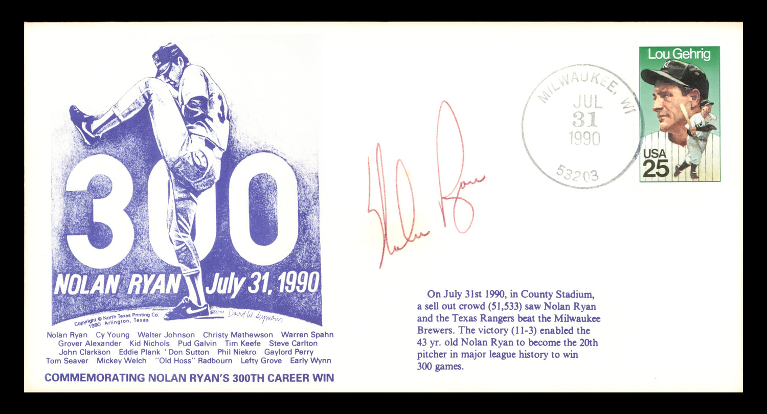 Nolan Ryan Autographed First Day Cover Texas Rangers PSA/DNA #T00052