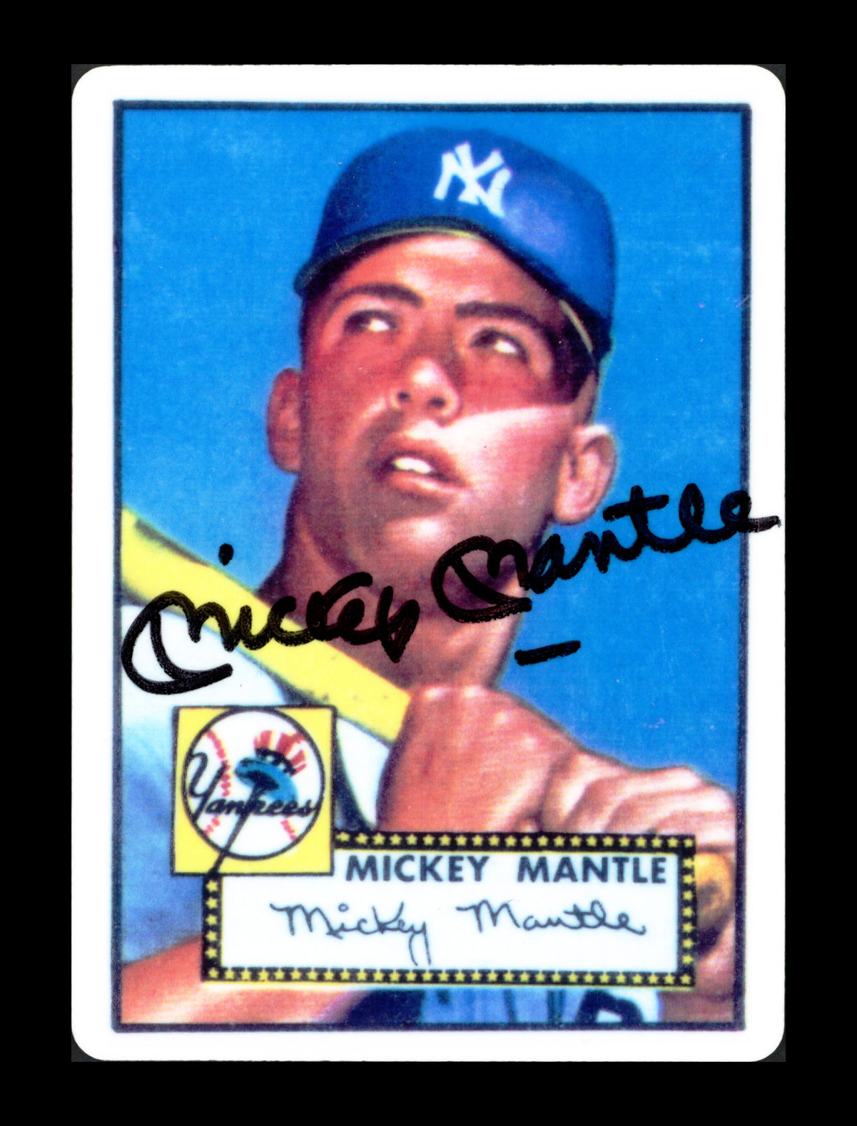 Mickey Mantle Autographed 1952 Topps Porcelain Rookie Card New York Yankees Auto Grade Mint 9 PSA/DNA #AR06114