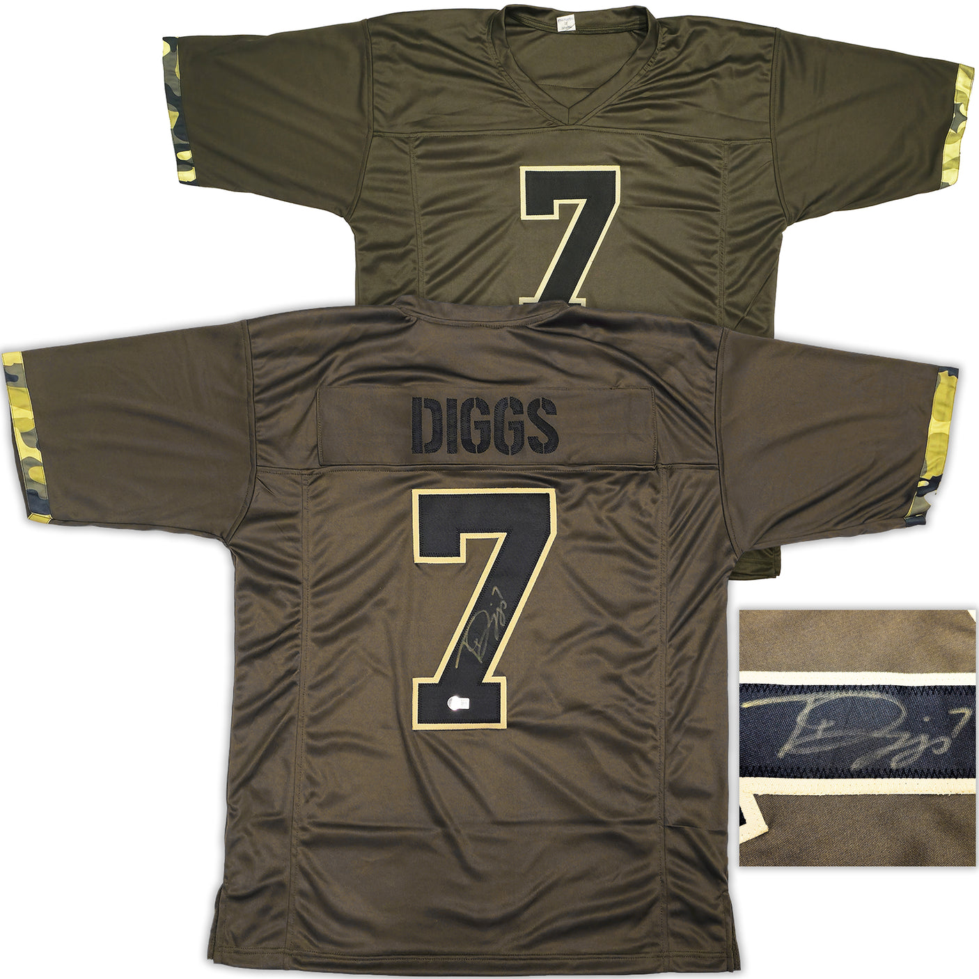 Dallas Cowboys Trevon Diggs Autographed Army Green Jersey Beckett BAS Witness Stock #233654