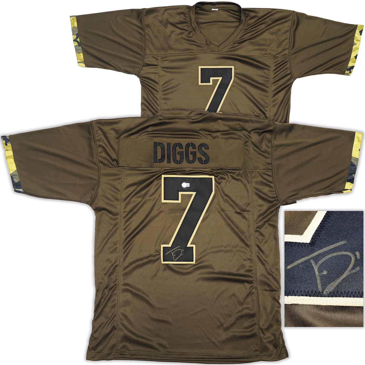 Dallas Cowboys Trevon Diggs Autographed Army Green Jersey Beckett BAS Witness Stock #233655