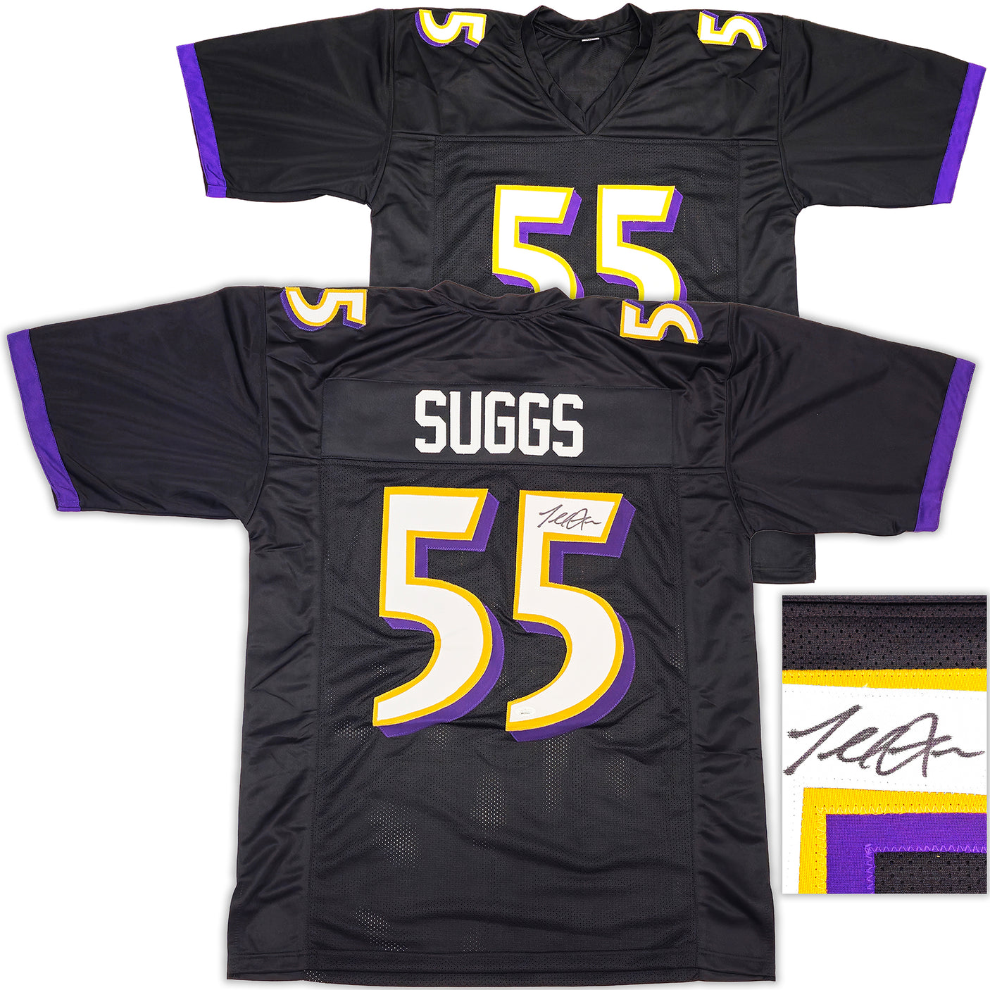 Baltimore Ravens Terrell Suggs Autographed Black Jersey JSA Stock #233374