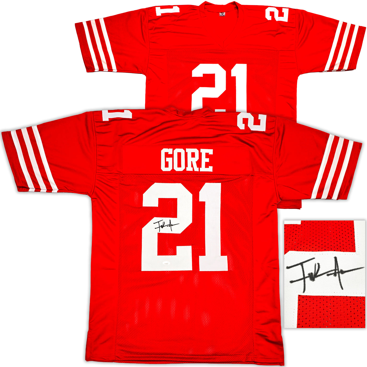 San Francisco 49ers Frank Gore Autographed Red Jersey JSA Stock #233380