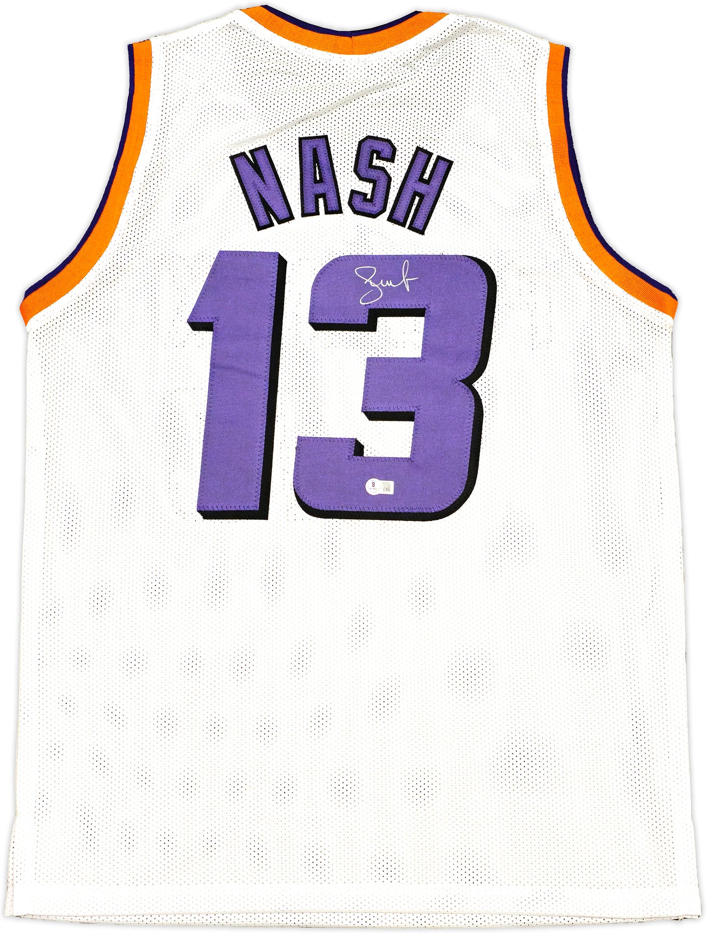 Phoenix Suns Steve Nash Autographed White Jersey Beckett BAS Witness Stock #233676