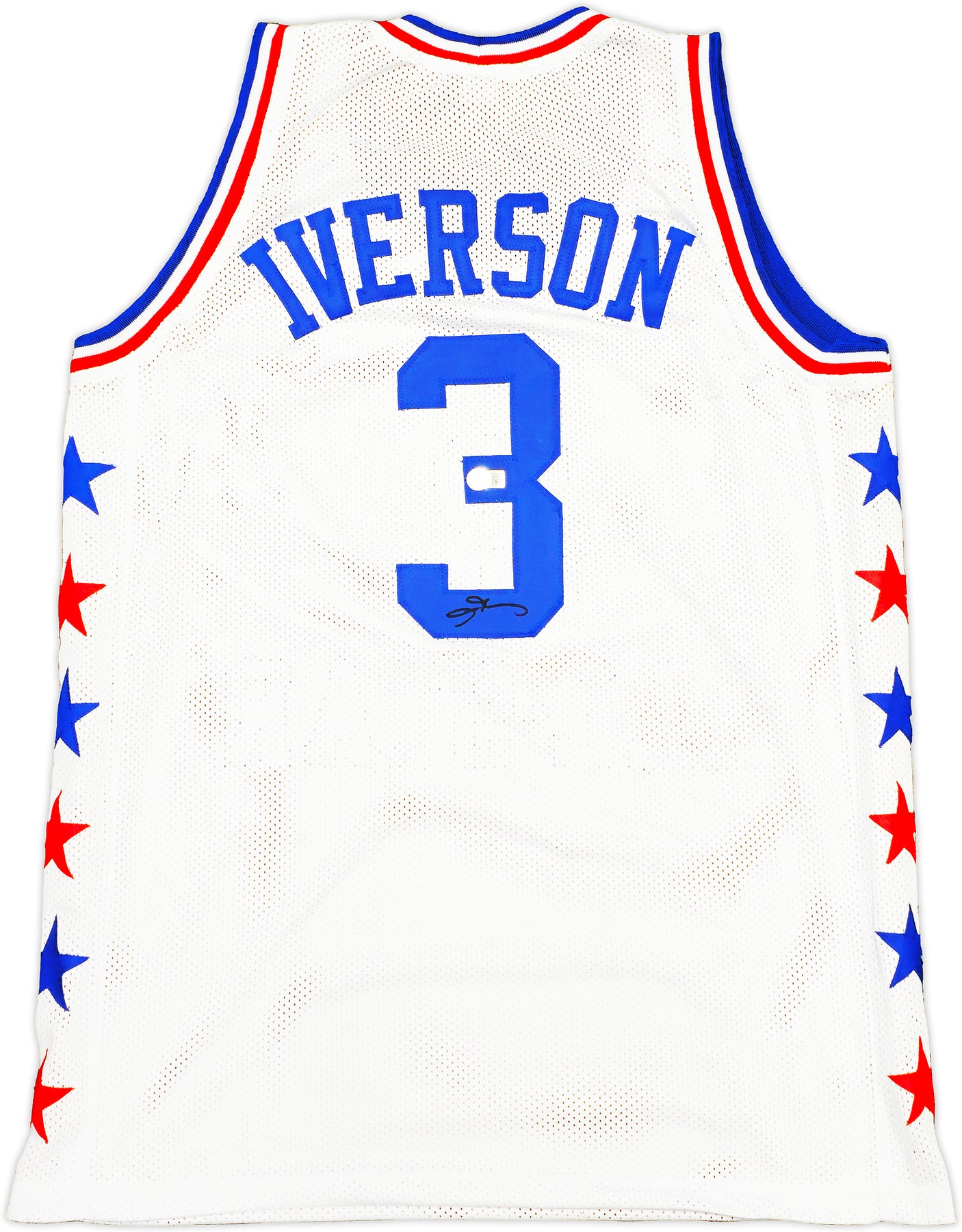 Philadelphia 76ers Allen Iverson Autographed White All Star Jersey Beckett BAS Witness Stock #233363
