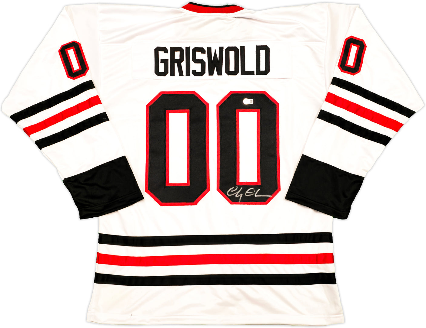 Christmas Vacation Chevy Chase Autographed White Jersey Griswold Beckett BAS QR Stock #233372