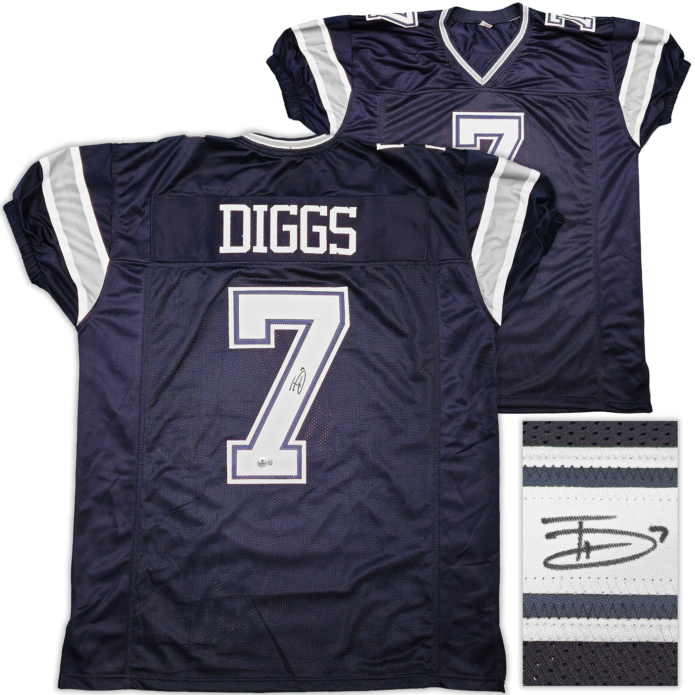 Dallas Cowboys Trevon Diggs Autographed Blue Jersey Beckett BAS QR Stock #233688