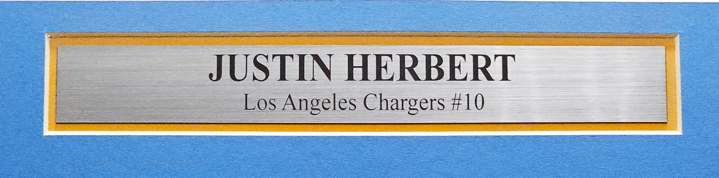 Los Angeles Chargers Justin Herbert Autographed Framed White Jersey Beckett BAS Witness Stock #218629