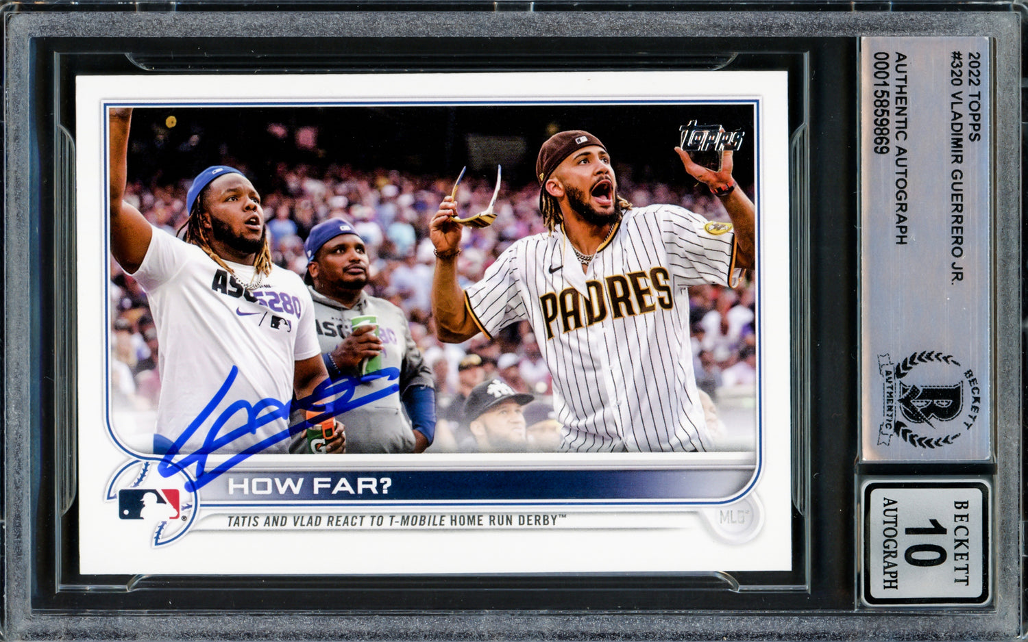 Vladimir Guerrero Jr. Autographed 2022 Topps Card #320 Toronto Blue Jays Auto Grade Gem Mint 10 Beckett BAS Stock #218657