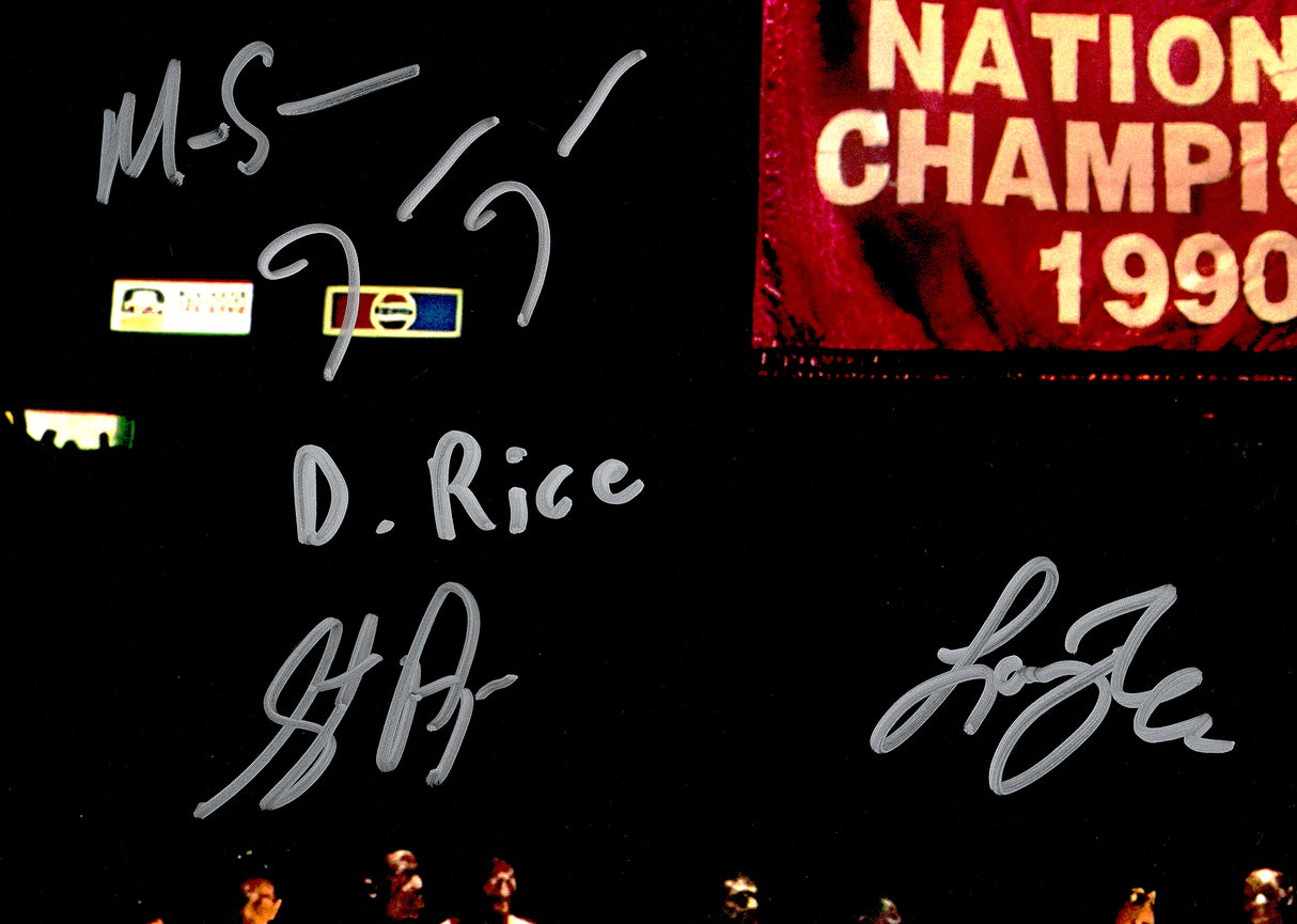 1990 NCAA Champions UNLV Runnin Rebels Autographed 16x20 Photo With 13 Signatures Including Larry Johnson Beckett BAS Witness Stock #233682