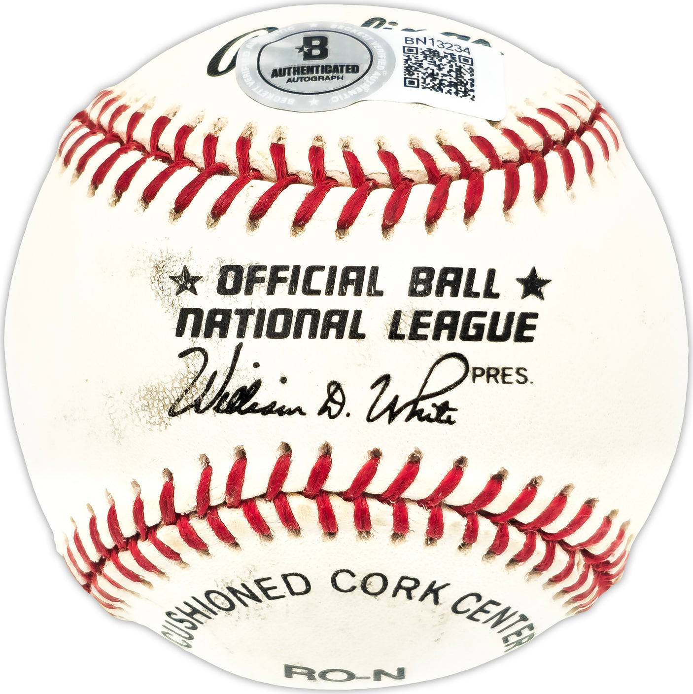 Angel Bravo Autographed Official NL Baseball Cincinnati Reds Beckett BAS QR #BN13234