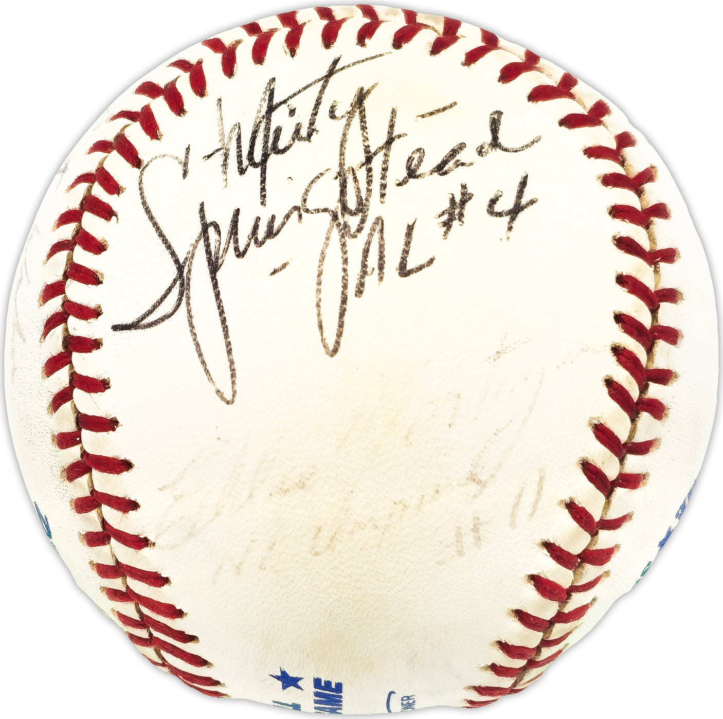 1982 All Star Umpires Autographed Official 1982 All Star Game Logo MLB Baseball With 6 Signatures Including Doug Harvey JSA #LL64979
