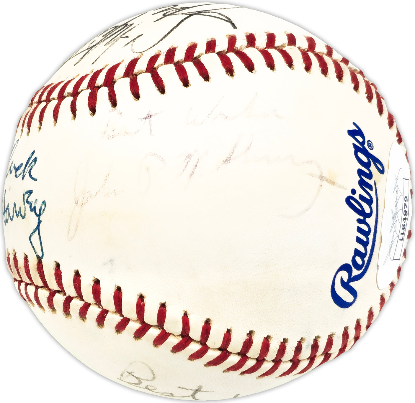 1982 All Star Umpires Autographed Official 1982 All Star Game Logo MLB Baseball With 6 Signatures Including Doug Harvey JSA #LL64979