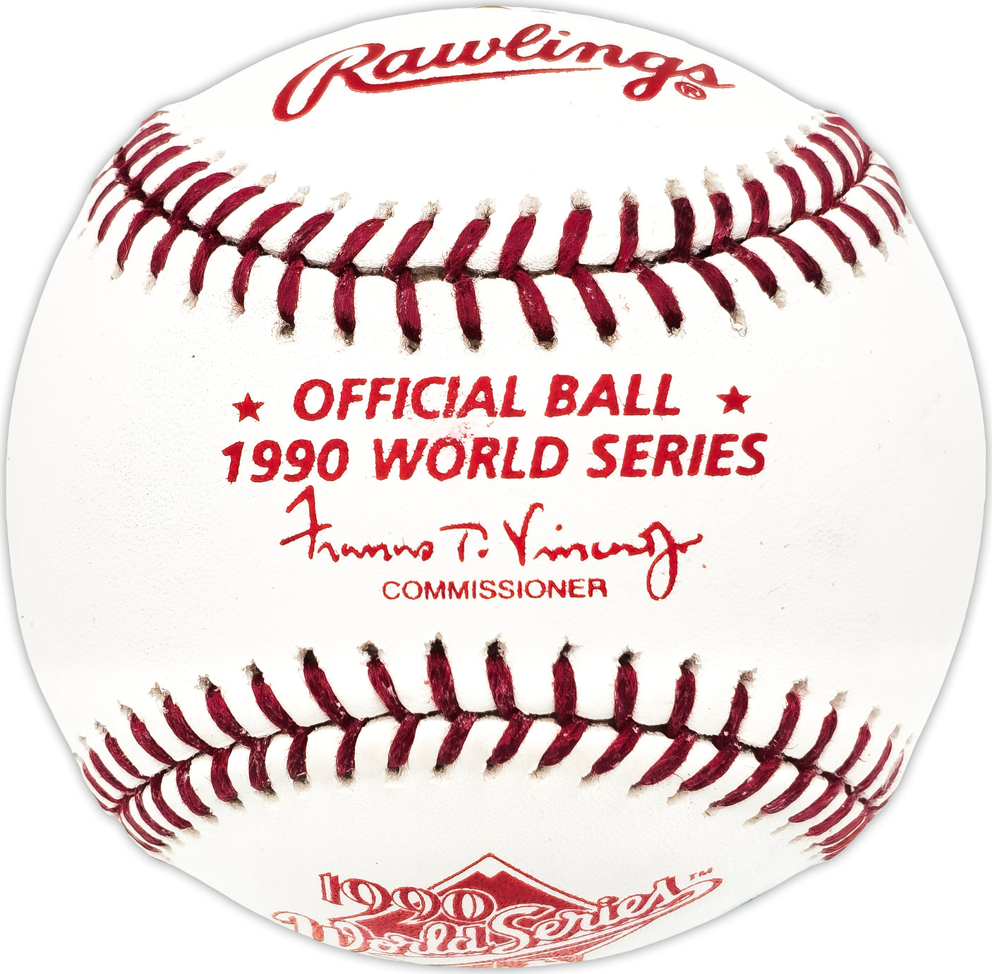 Marty Brennaman Autographed Official 1990 World Series Logo MLB Baseball Cincinnati Reds "WS Champs 1990" JSA #CC21745