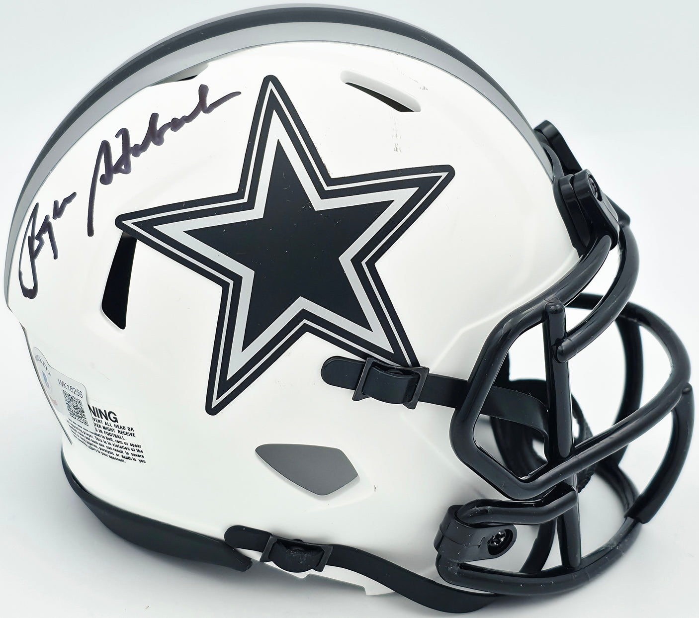 Roger Staubach Autographed Dallas Cowboys Lunar Eclipse White Speed Mini Helmet Beckett BAS Witness #WK18256