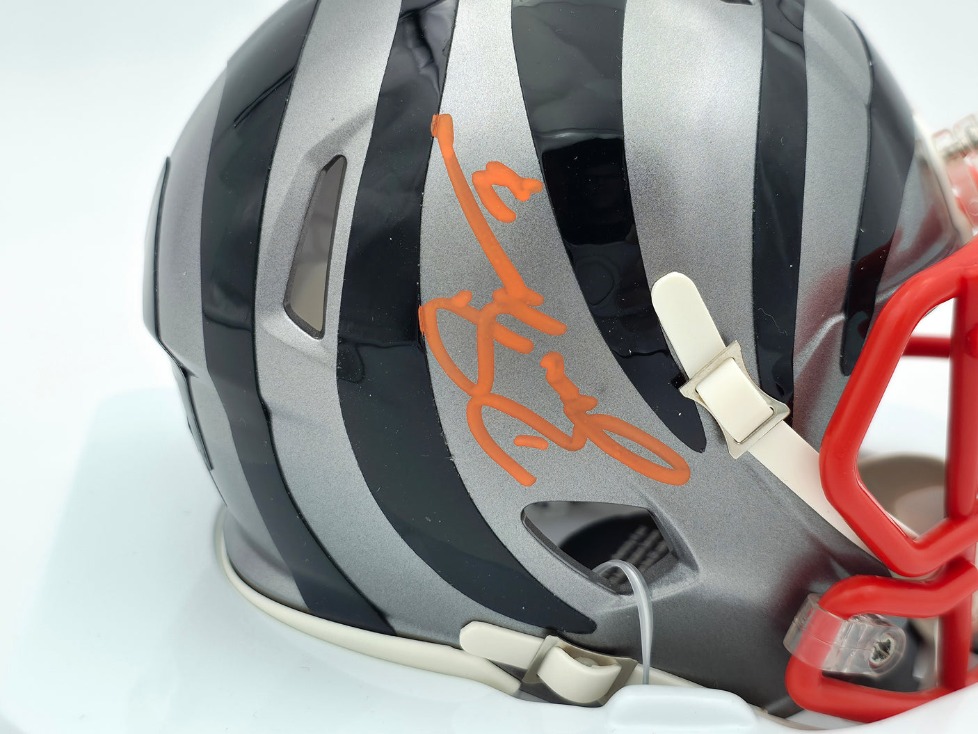 Boomer Esiason Autographed Cincinnati Bengals Flash Silver Speed Mini Helmet Beckett BAS Witness #WZ53641