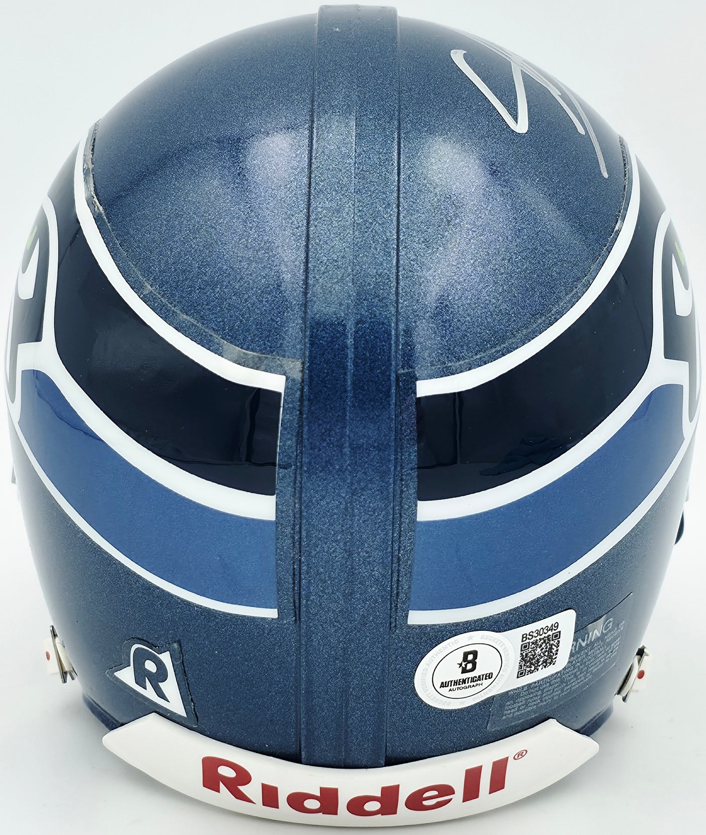 Shaun Alexander Autographed Seattle Seahawks Blue Mini Helmet Beckett BAS QR #BS30349