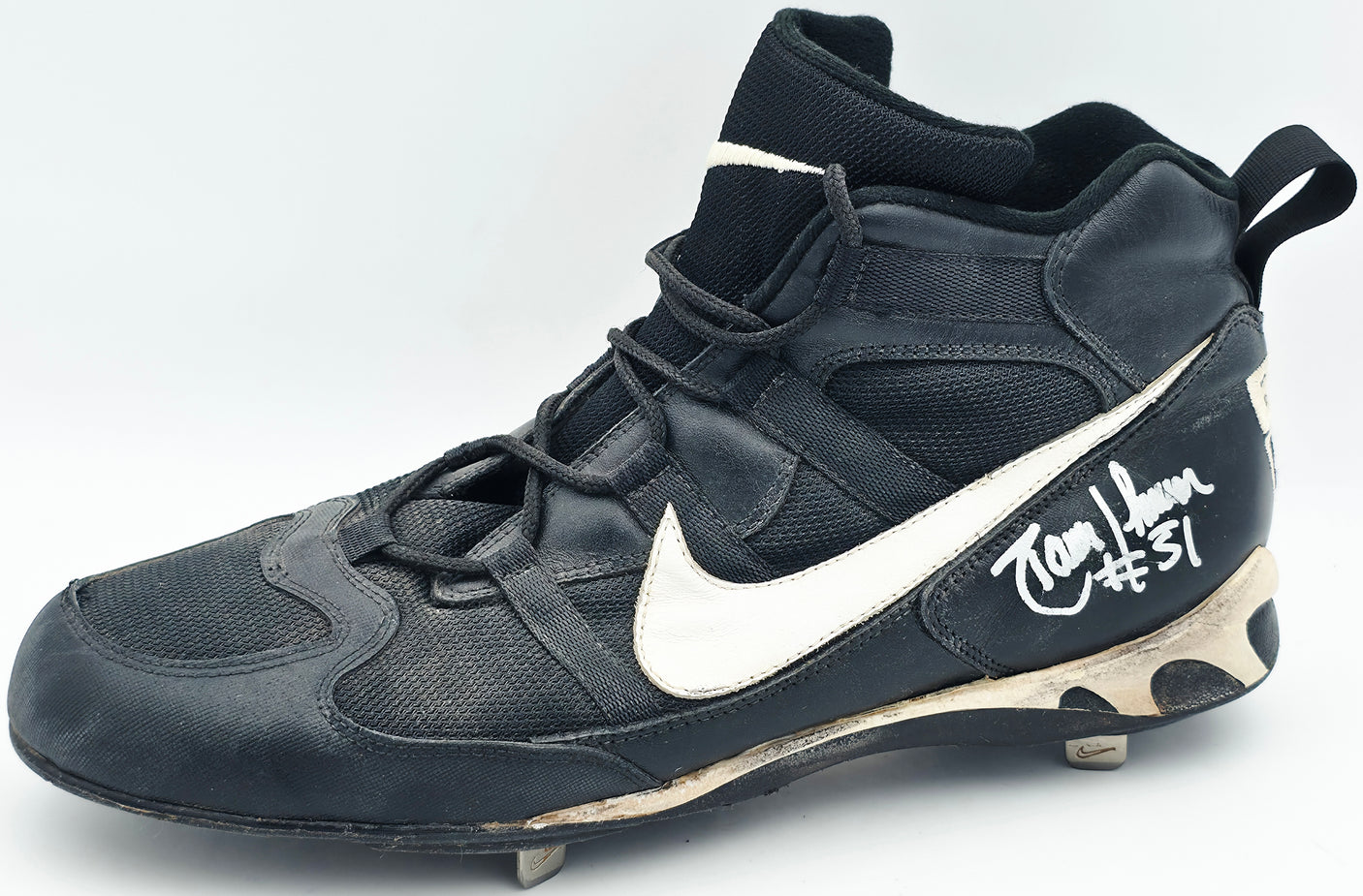 Randy Johnson Autographed Game Used Black Nike Cleat Seattle Mariners "#51" Big Unit Logo Size 13 Beckett BAS QR #BS30296