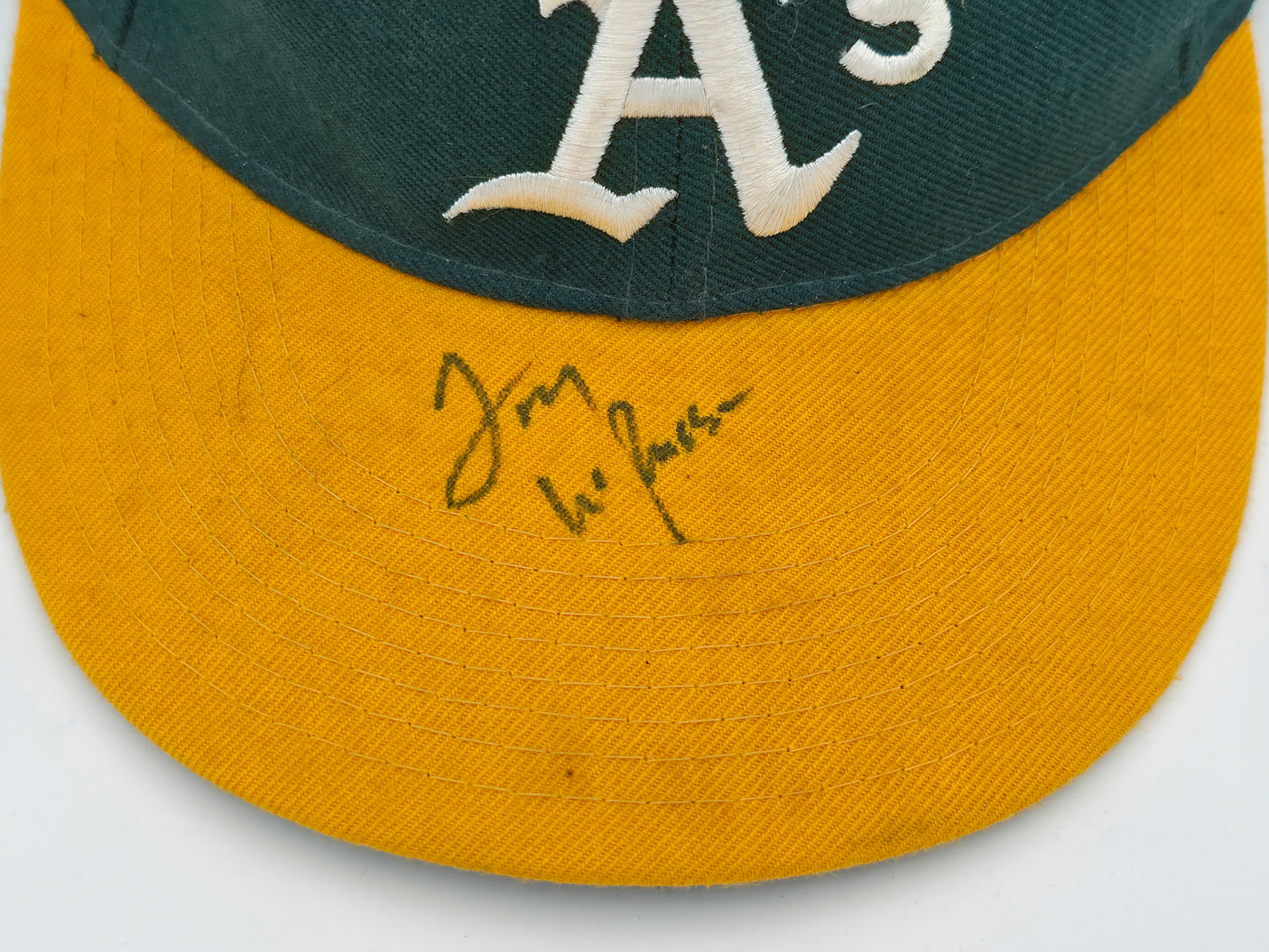 Tony LaRussa Autographed Green & Yellow New Era Hat Oakland A's Beckett BAS QR #BS30097