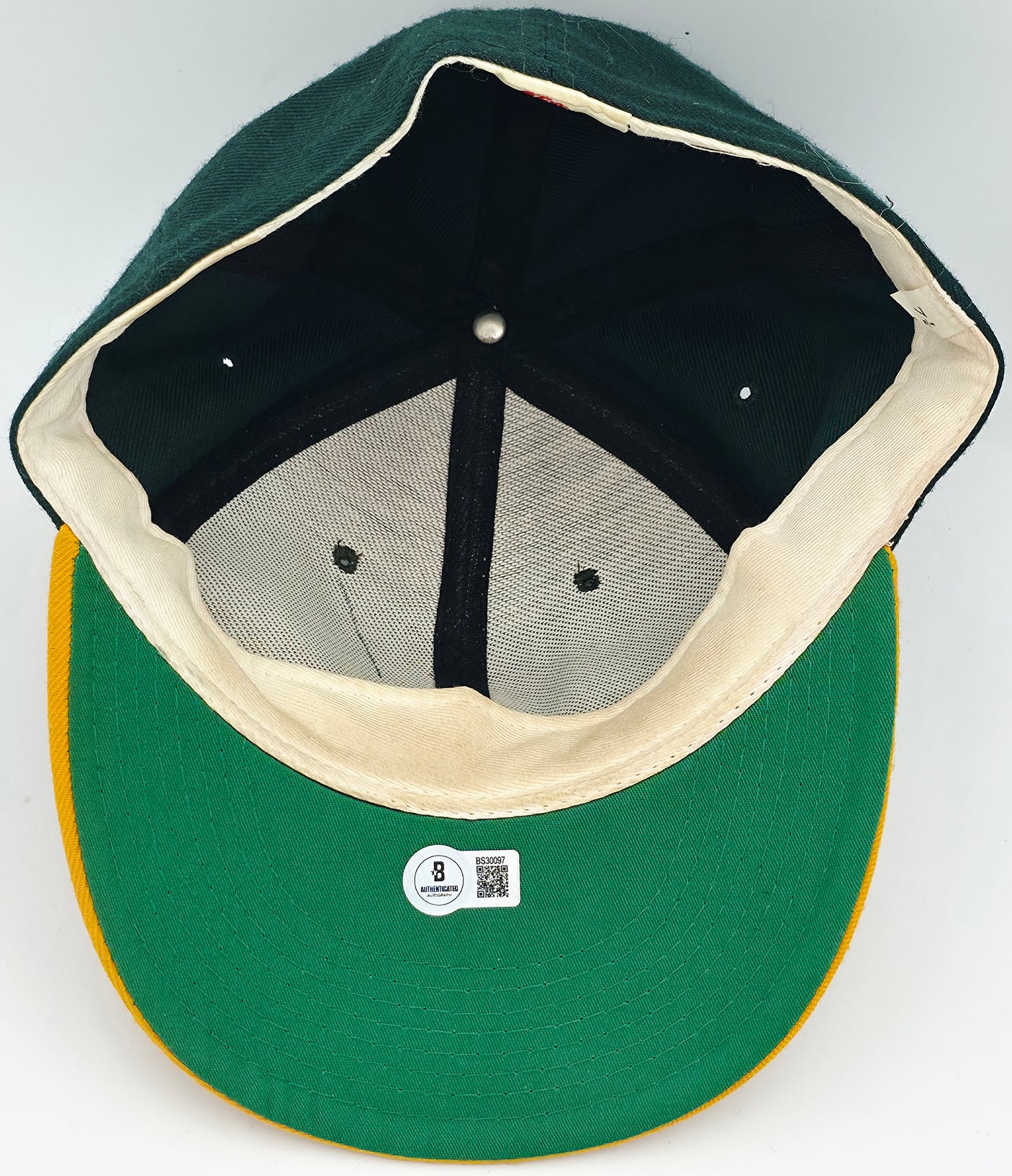 Tony LaRussa Autographed Green & Yellow New Era Hat Oakland A's Beckett BAS QR #BS30097