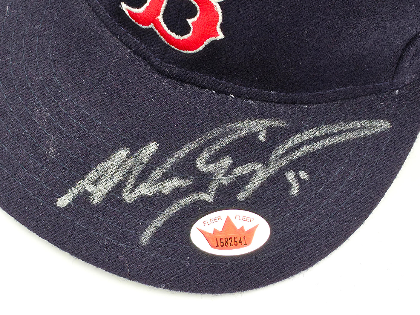 Nomar Garciaparra Autographed Navy Blue Fleer New Era Hat Boston Red Sox Beckett BAS QR #BS30302