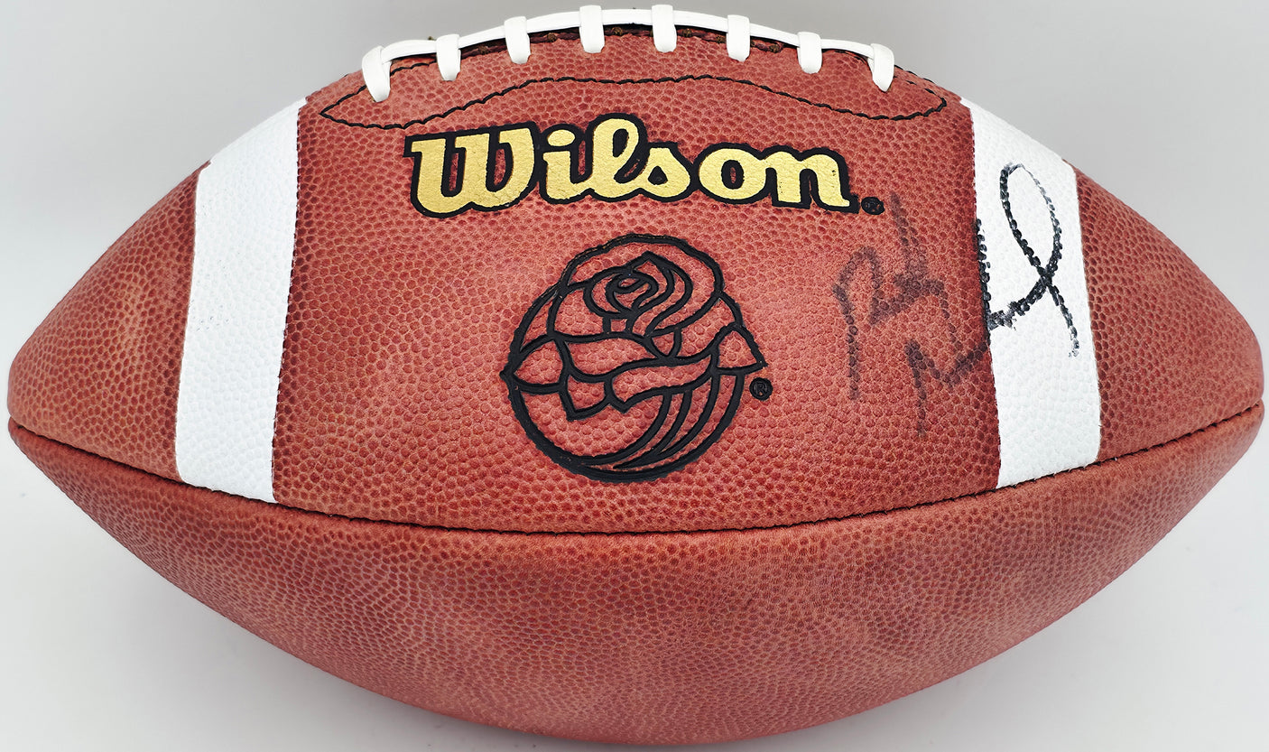 Rick Neuheisel Autographed Wilson Rose Bowl Football Washington Huskies Beckett BAS QR #BS30323