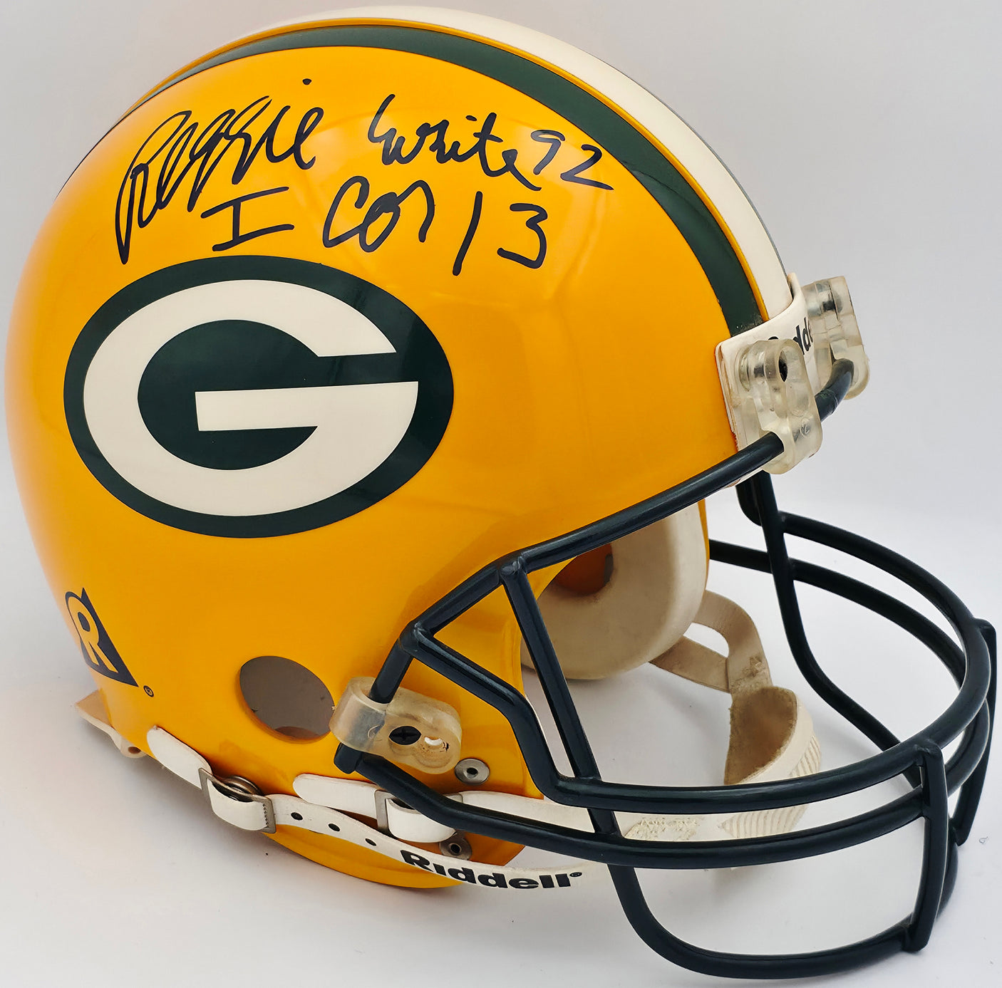 Reggie White Autographed Green Bay Packers Yellow Full Size Authentic Helmet Beckett BAS #AE16696