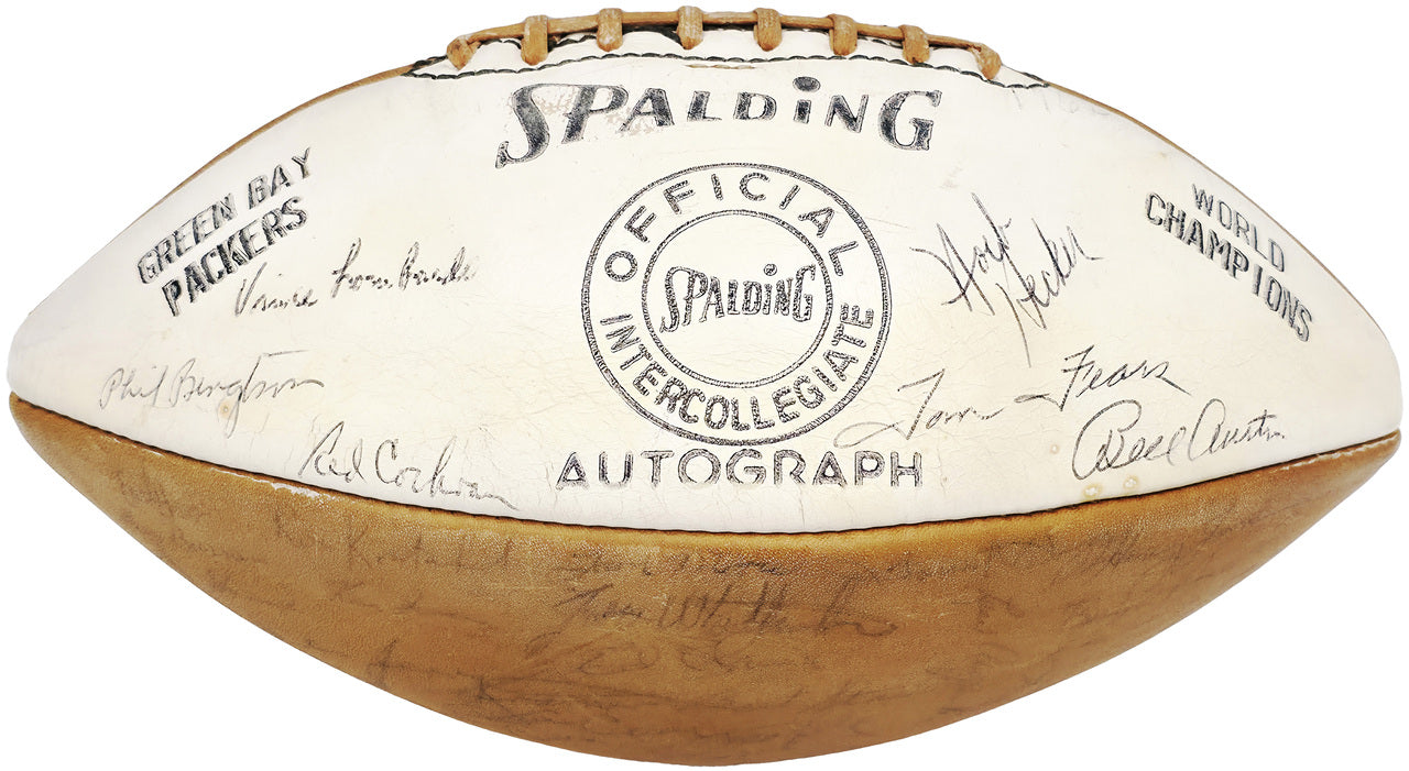 1962 Green Bay Packers Team Autographed Spalding Leather World Champions Logo Football With 44 Signatures Including Vince Lombardi Beckett BAS #AE16668