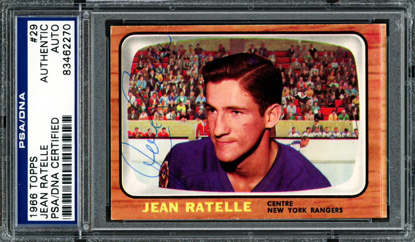 Jean Ratelle Autographed 1966 Topps Card #29 New York Rangers PSA/DNA #83462270