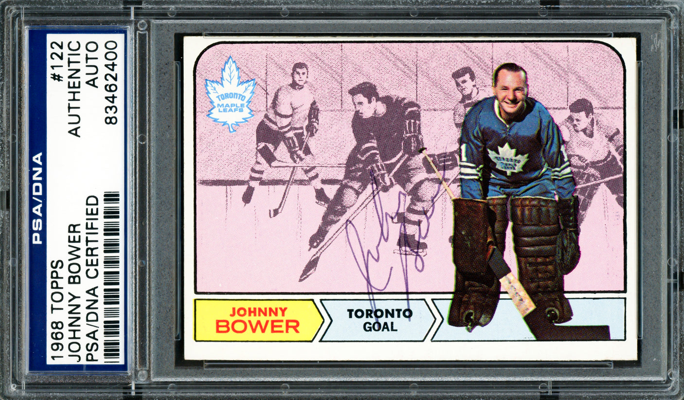 Johnny Bower Autographed 1968 Topps Card #122 Toronto Maple Leafs PSA/DNA #83462400