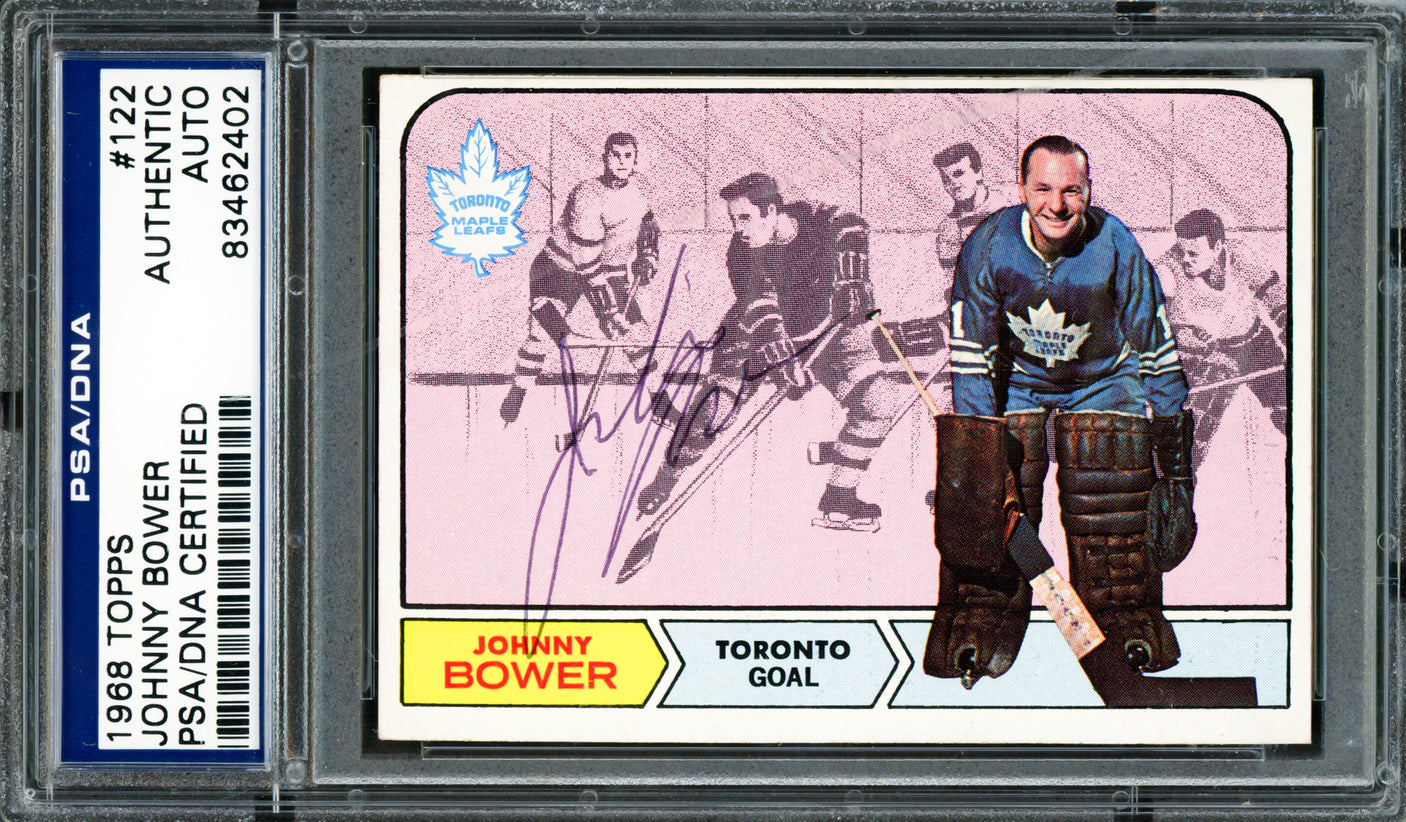 Johnny Bower Autographed 1968 Topps Card #122 Toronto Maple Leafs PSA/DNA #83462402