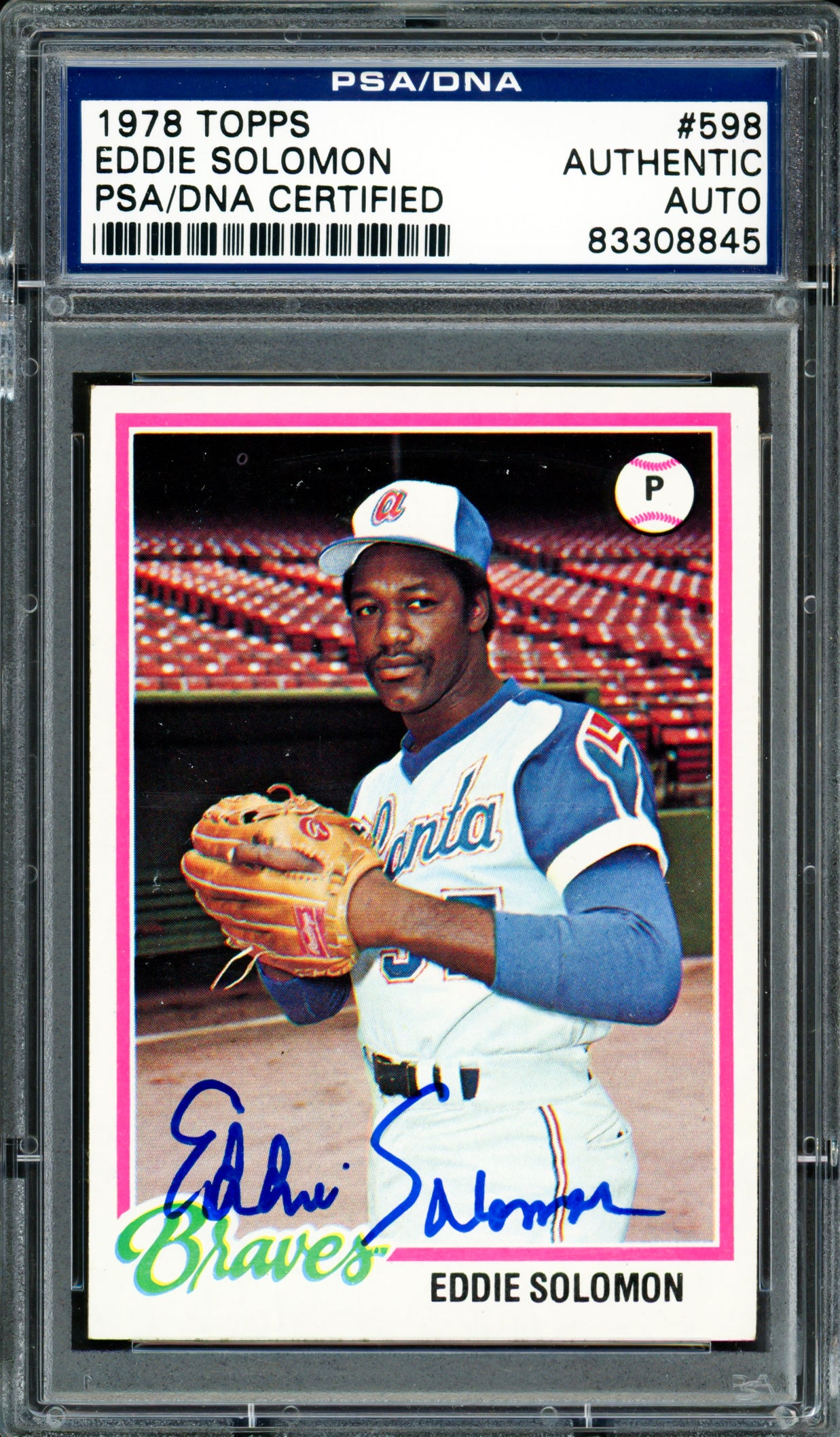 Eddie Solomon Autographed 1978 Topps Card #598 Atlanta Braves PSA/DNA #83308845