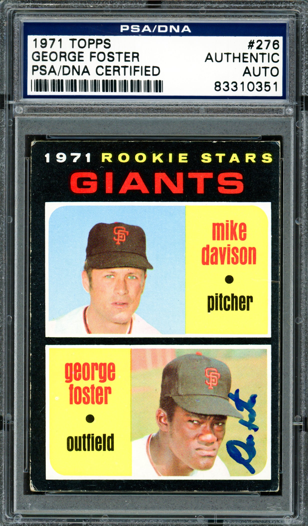 George Foster Autographed 1971 Topps Rookie Card #276 San Francisco Giants PSA/DNA #83310351