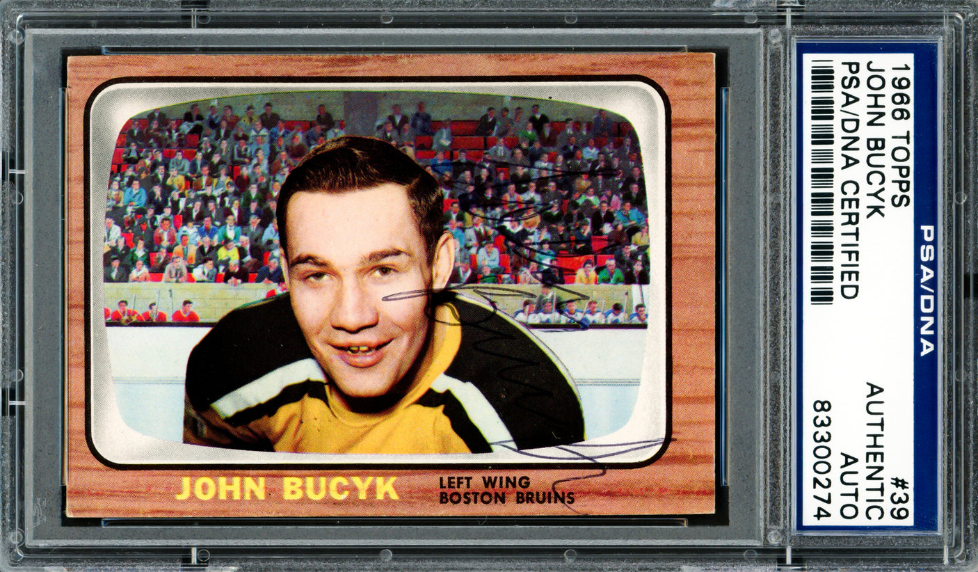 Johnny Bucyk Autographed 1966-67 Topps Card #39 Boston Bruins PSA/DNA #83300274