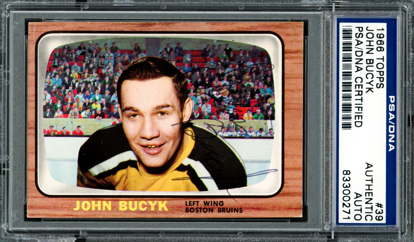 Johnny Bucyk Autographed 1966-67 Topps Card #39 Boston Bruins PSA/DNA #83300271