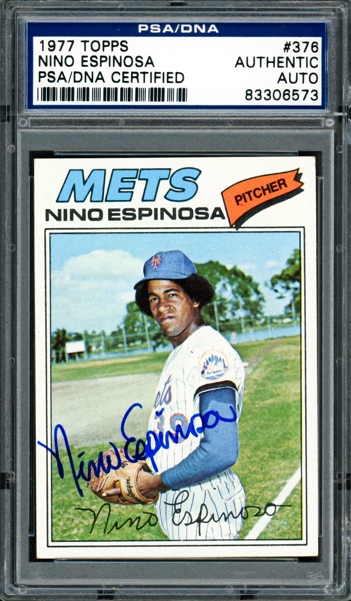 Nino Espinosa Autographed 1977 Topps Card #376 New York Mets PSA/DNA #83306573
