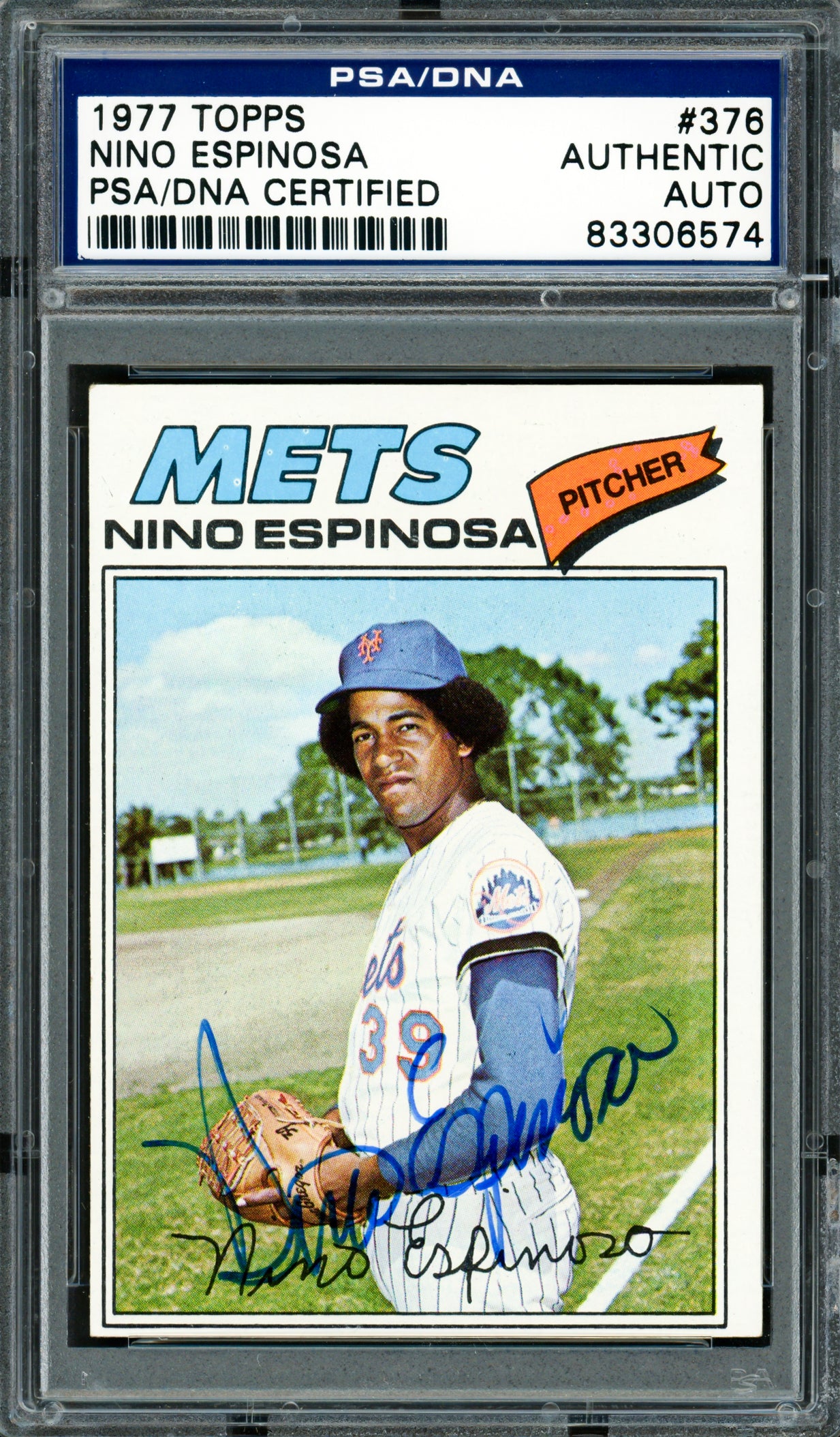 Nino Espinosa Autographed 1977 Topps Card #376 New York Mets PSA/DNA #83306574