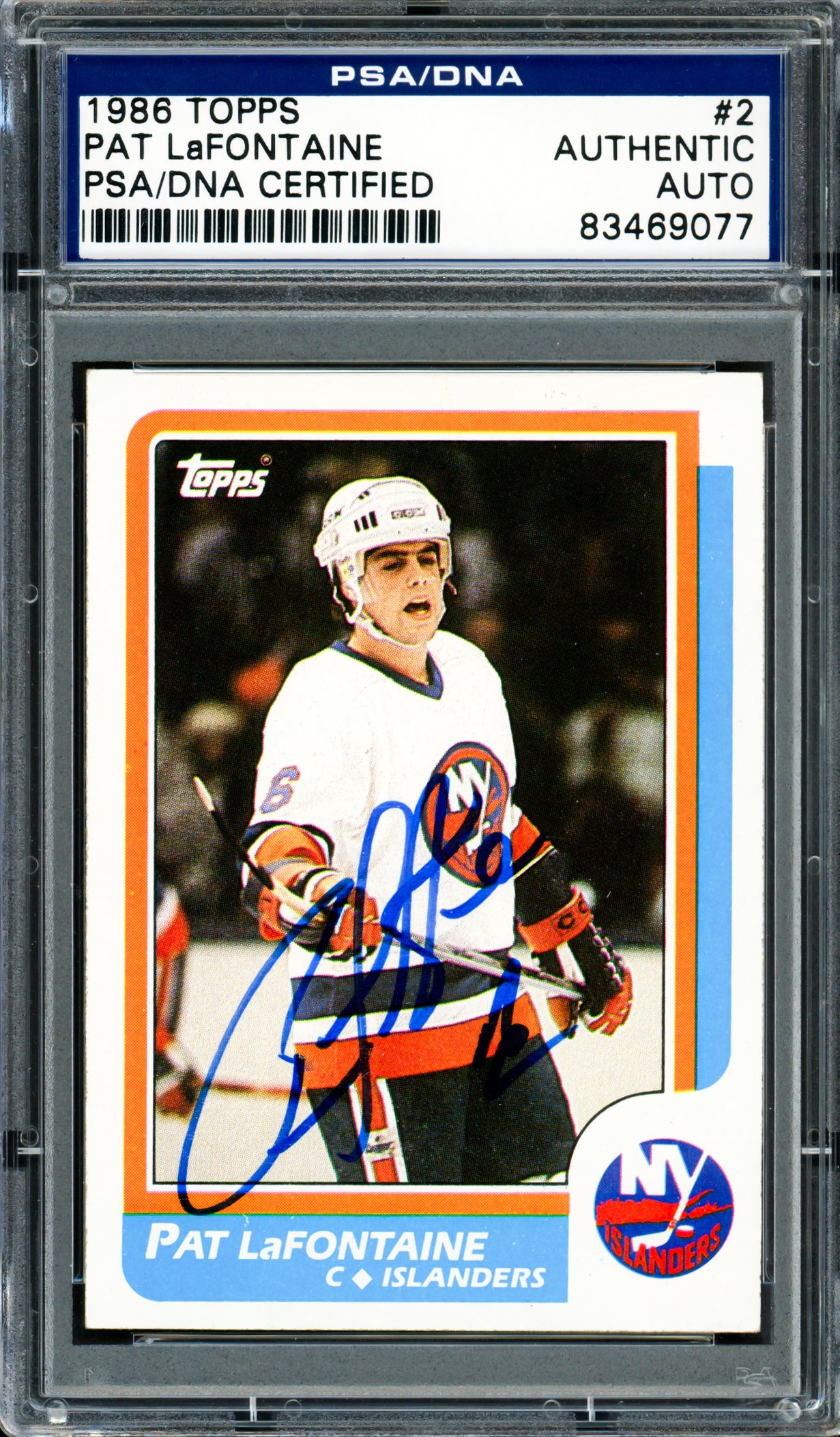 Pat LaFontaine Autographed 1986-87 Topps Card #2 New York Islanders PSA/DNA #83469077