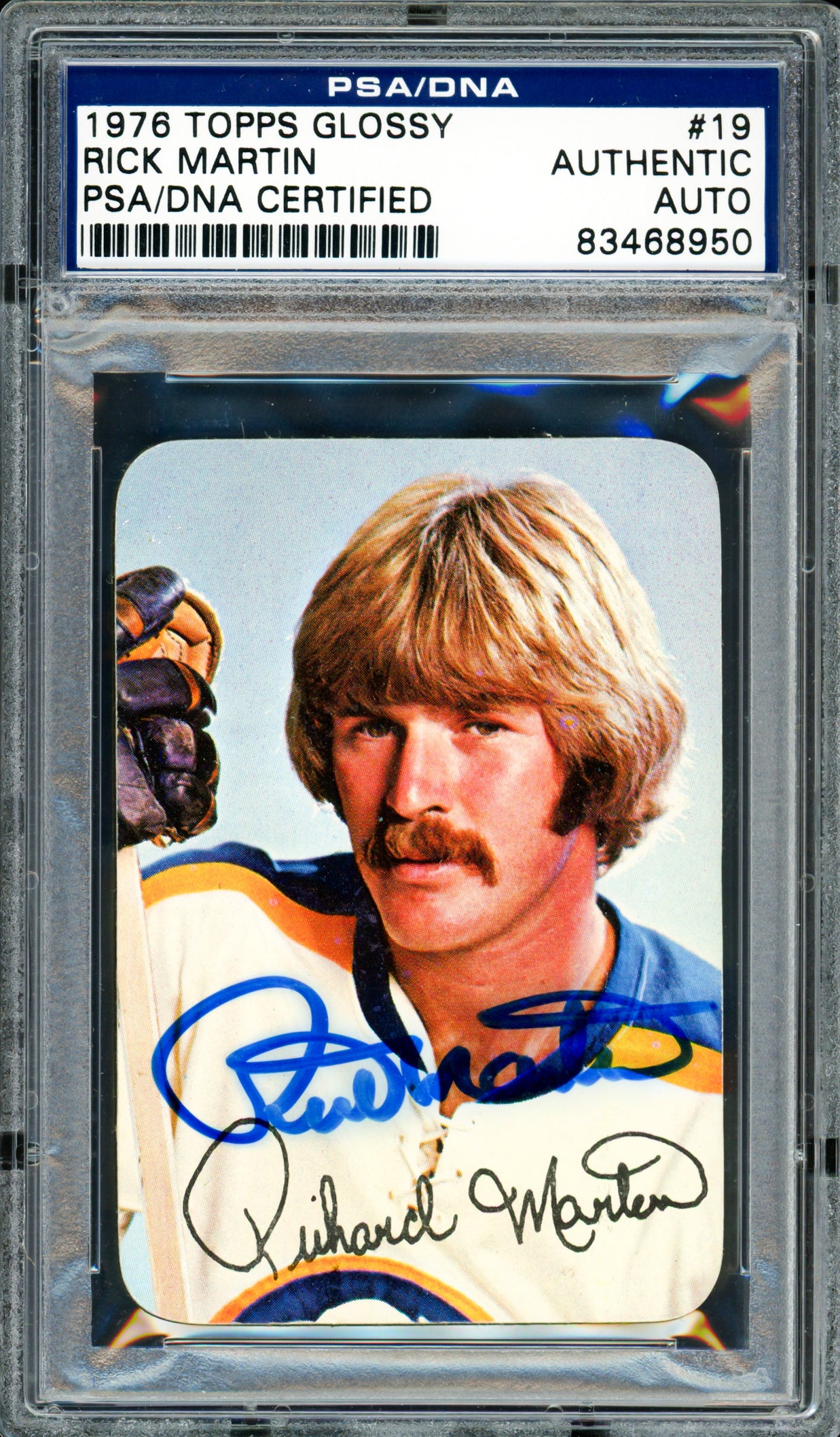 Rick Martin Autographed 1976-77 Topps Glossy Card #19 Buffalo Sabres PSA/DNA #83468950